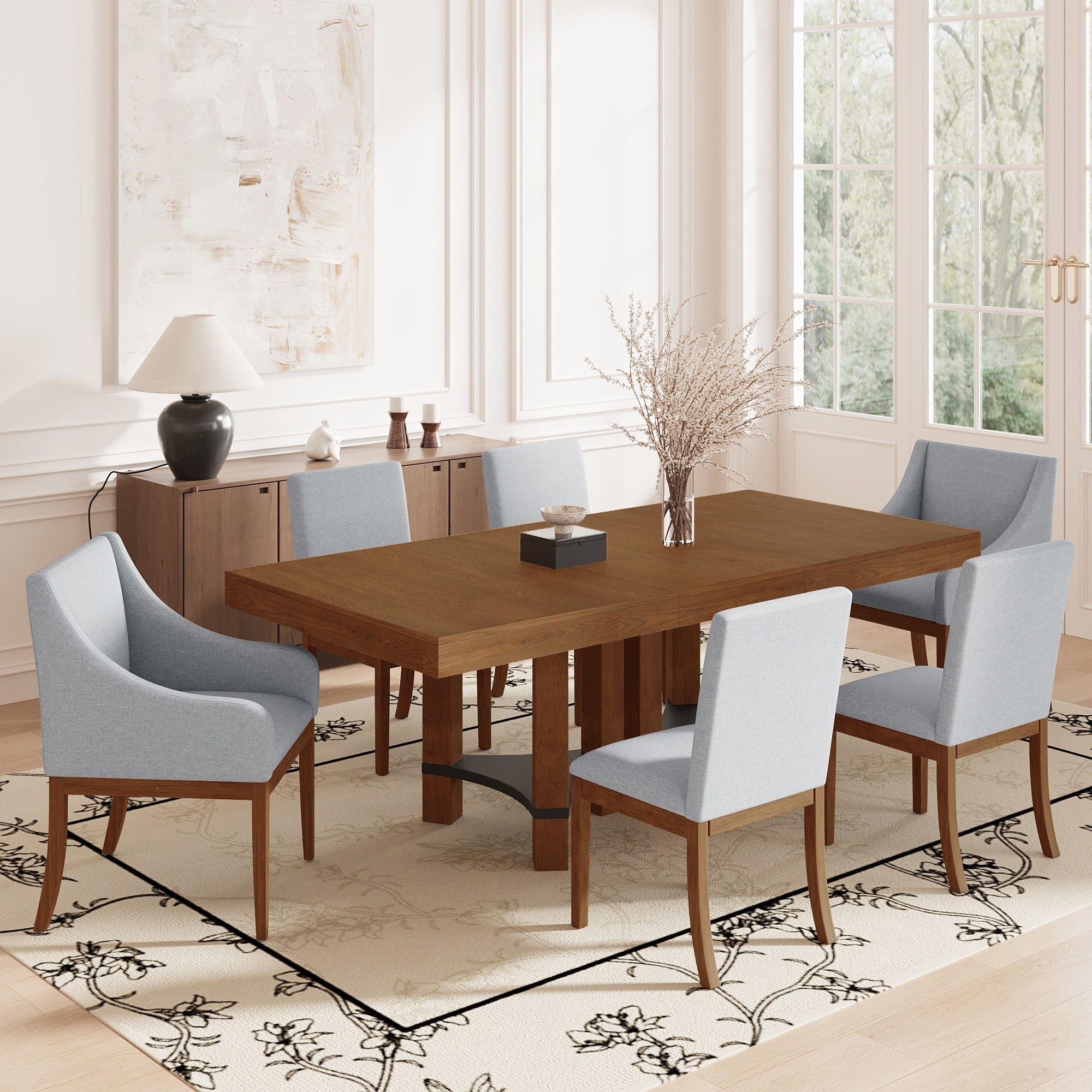 Topmax - 7 Piece Rustic Extendable Dining Table Set With Removable Leaf, 2 Arm Chairs And 4 Armless Chairs - Best Buy Furniture