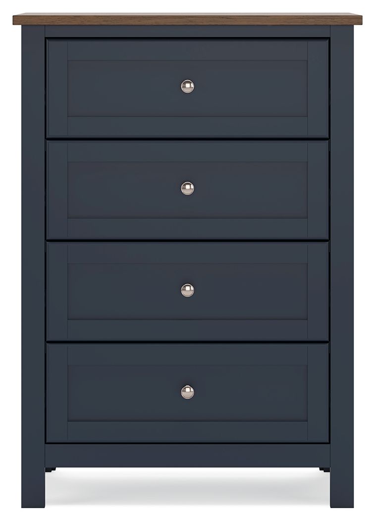 Landocken - Four Drawer Chest - Brown / Blue - Best Buy Furniture