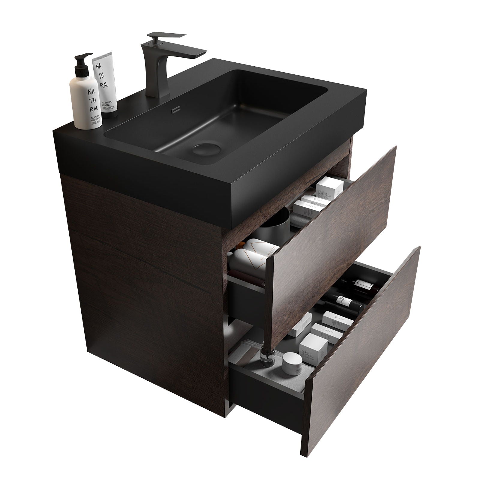 Alice - Bathroom Vanity Wall Mounted With Sink, Large Storage Floating Bathroom Vanity For Modern Bathroom, One-Piece Sink Basin Without Drain And Faucet - Best Buy Furniture