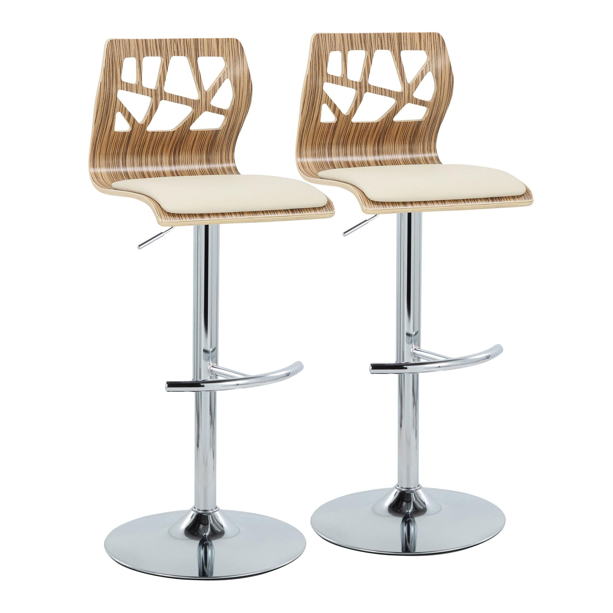 Folia - Mid Century Modern Adjustable Barstool With Swivel With Rounded T Footrest (Set of 2) - Best Buy Furniture