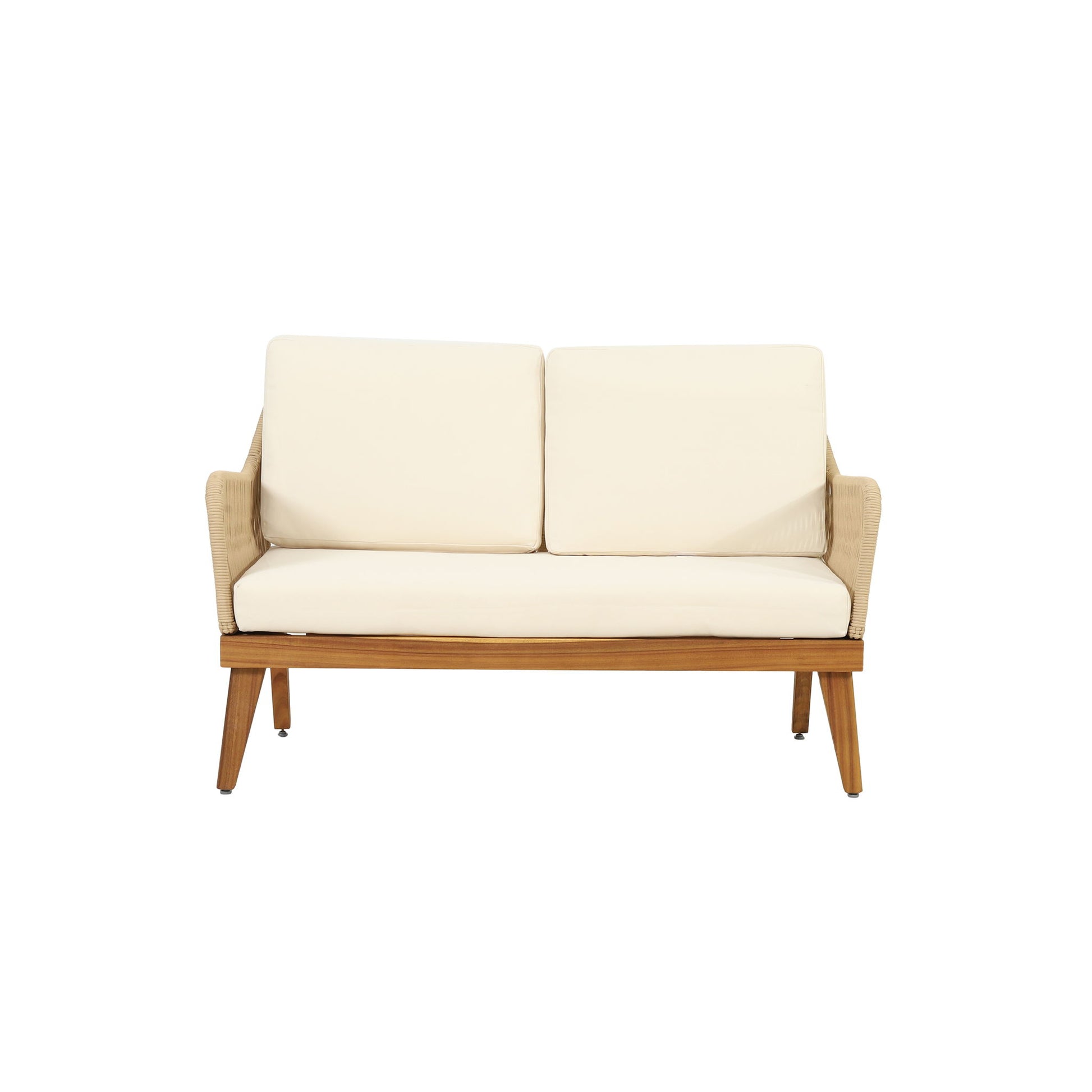 Hueber - Outdoor And Rope 4 Seater Chat Set With Cushions - Teak - Best Buy Furniture