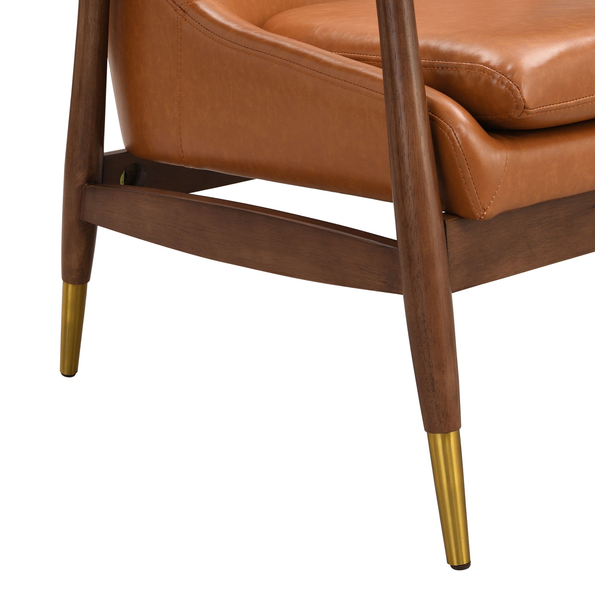 Mid - Century Accent Chair With Cushioned Seat, Brass Tipped Legs - Best Buy Furniture