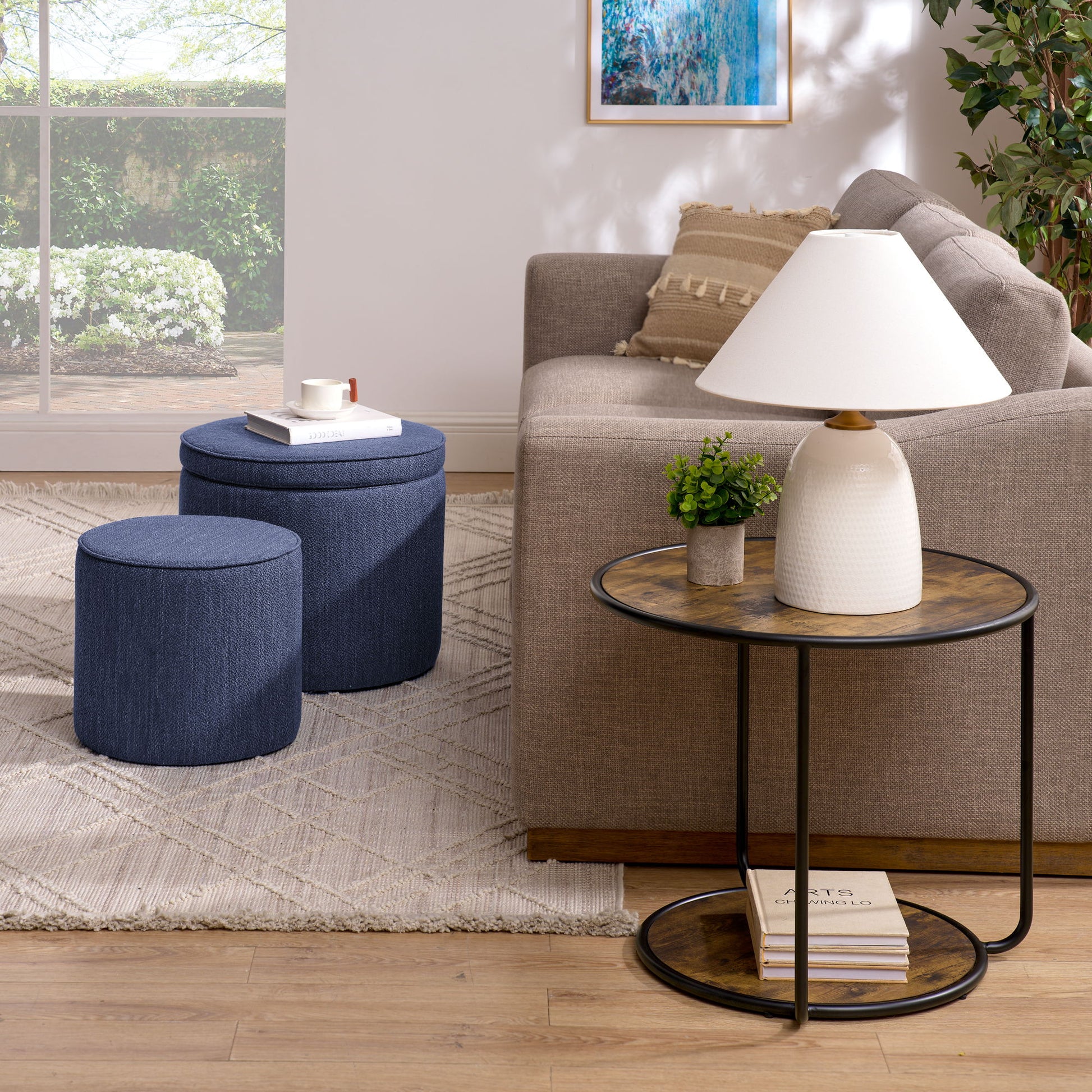 Multi Functional Ottoman And Table Set With Drum Stool - Best Buy Furniture