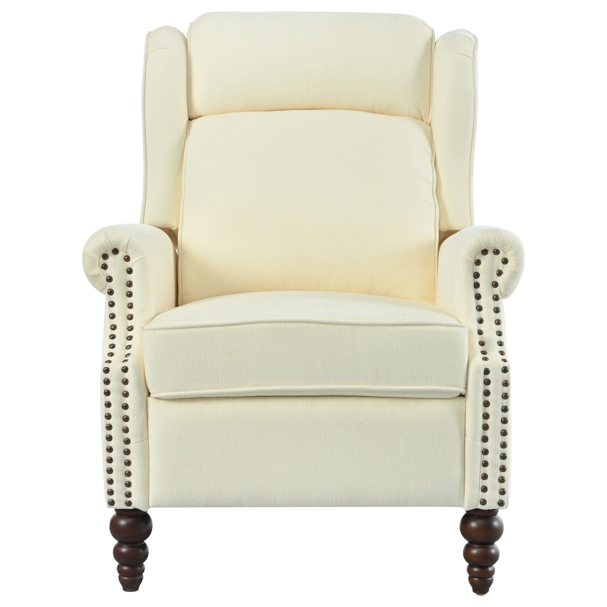 Push Back Recliner Chair Upholstered Recliner Armchair With Classic Wing Back And Solid Gourd-Shaped Legs - Best Buy Furniture