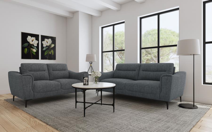 Nolan - Upholstered Sloped Track Arm Loveseat - Charcoal - Best Buy Furniture