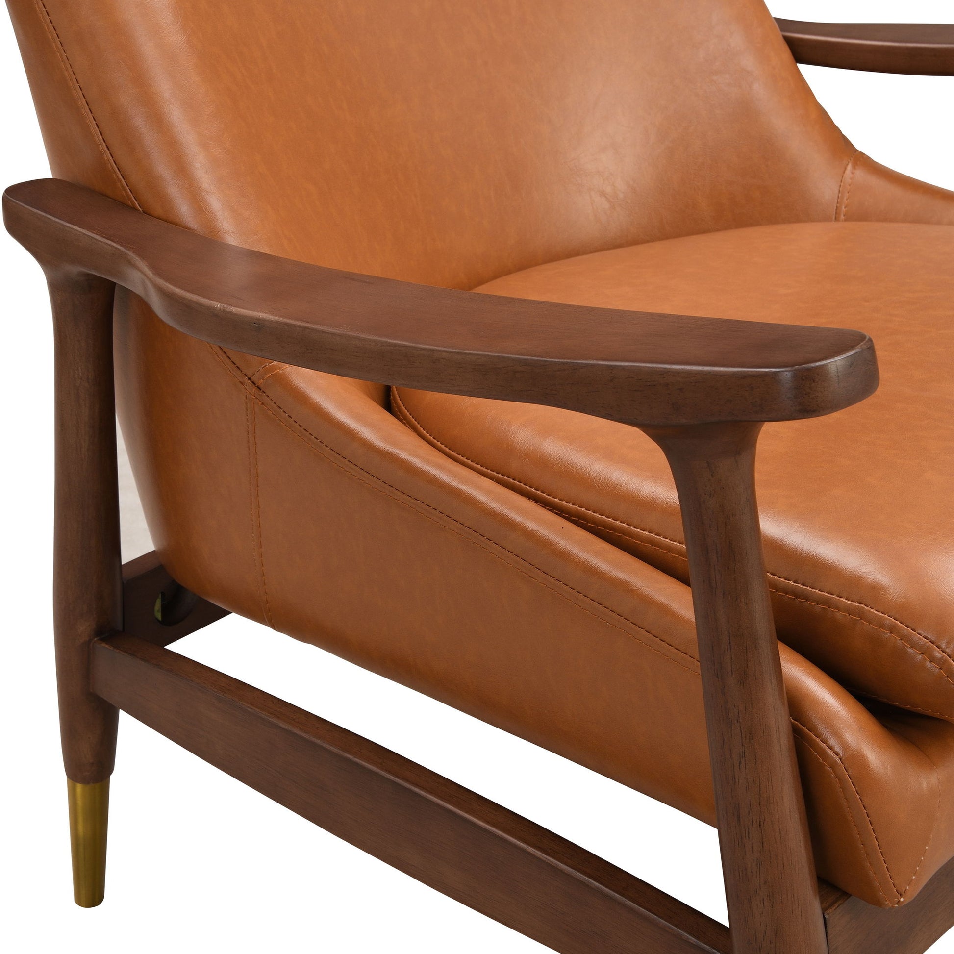Mid - Century Accent Chair With Cushioned Seat, Brass Tipped Legs - Best Buy Furniture