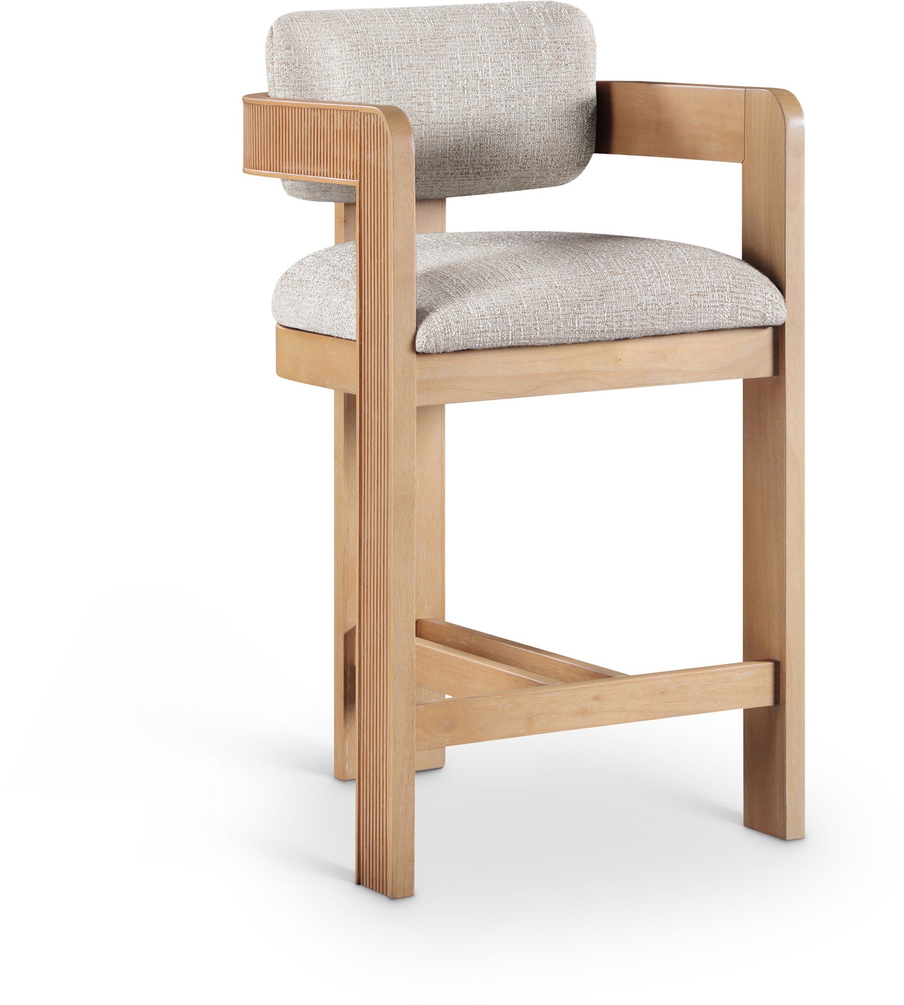 Sacha - Linen Stool With Natural Base - Best Buy Furniture
