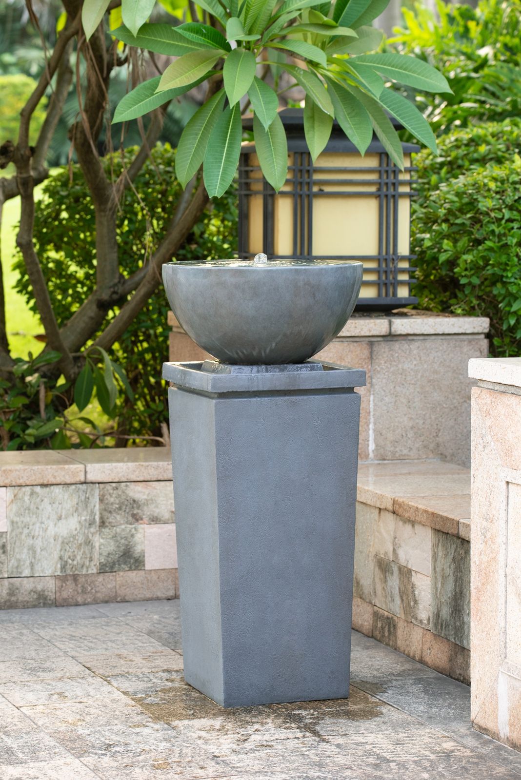Zen Bowl Water Fountain, Outdoor Bird Feeder / Bath Fountains, Relaxing Water Feature For Garden - Best Buy Furniture