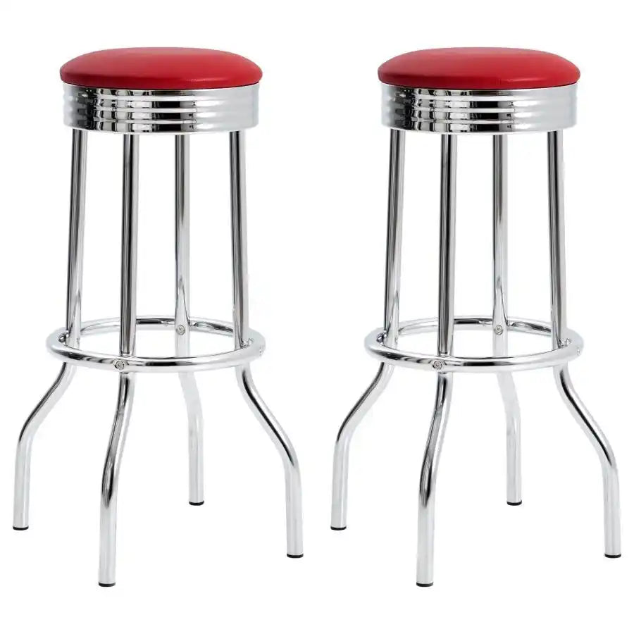 Retro - Upholstered Metal Swivel Bar Stool (Set of 2) - Best Buy Furniture