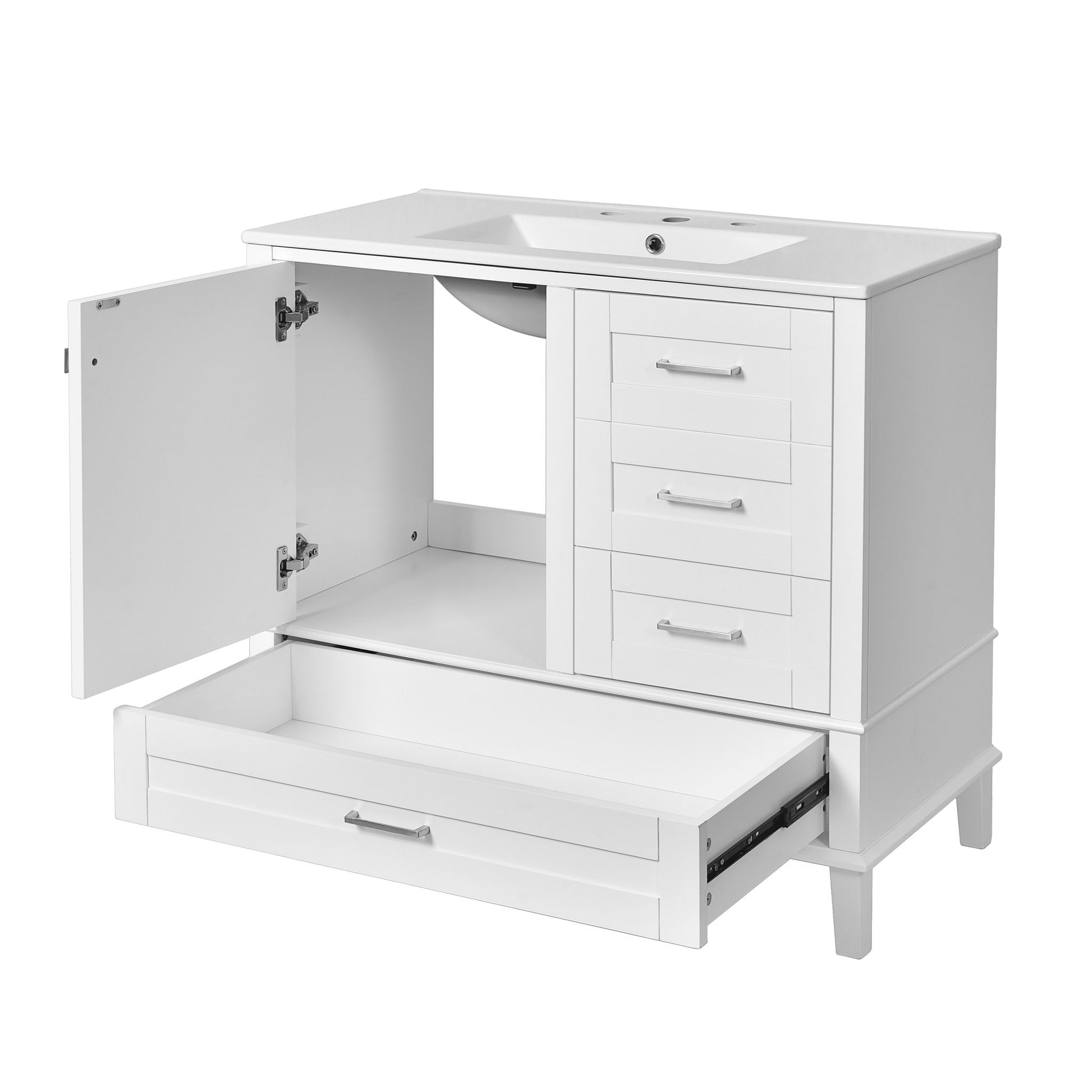 Bathroom Vanity, Modern Bathroom Cabinet With Sink Combo Set, Bathroom Storage Cabinet With A Soft Closing Door And 3 Drawers, Solid Wood Frame - Best Buy Furniture