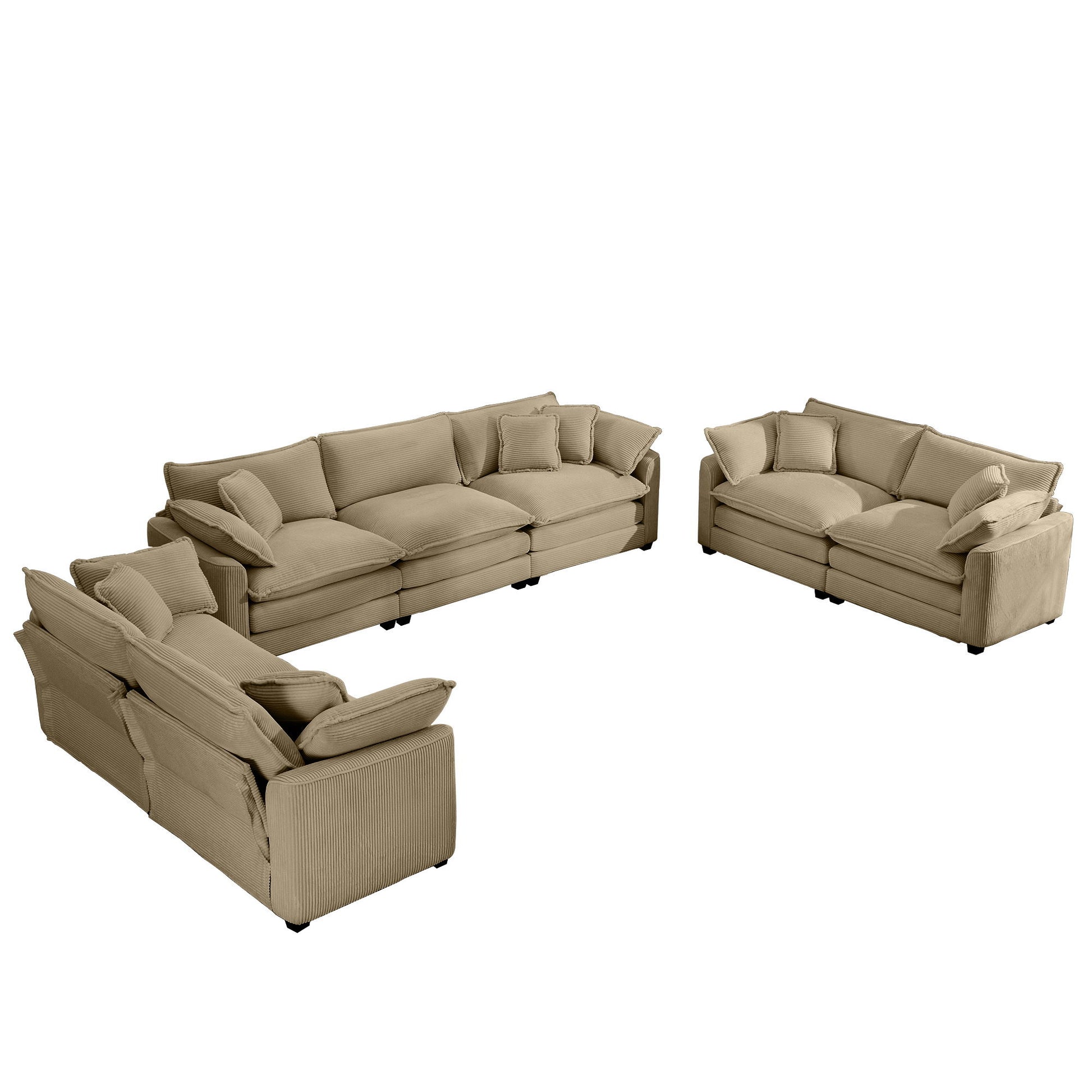 Elegant Corduroy Oversized Sectional Sofa Set With Deep Seats And Flexible Layout - Best Buy Furniture