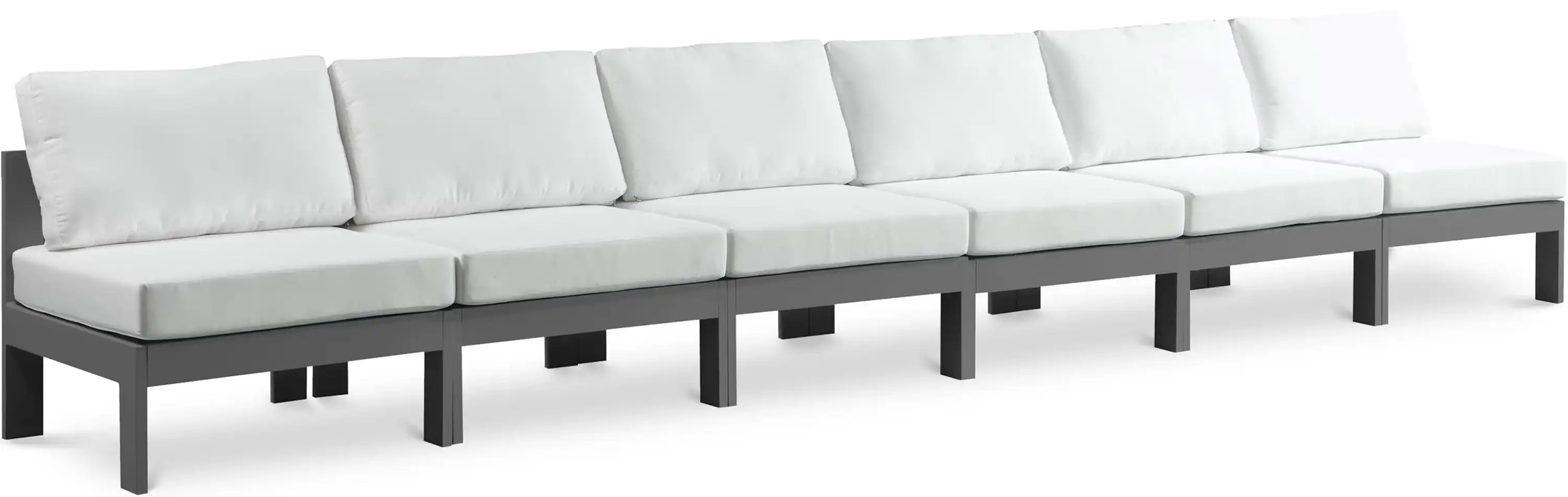 Nizuc - Outdoor Patio 6 Seat Armless Modular Sofa With Gray Frame - Best Buy Furniture