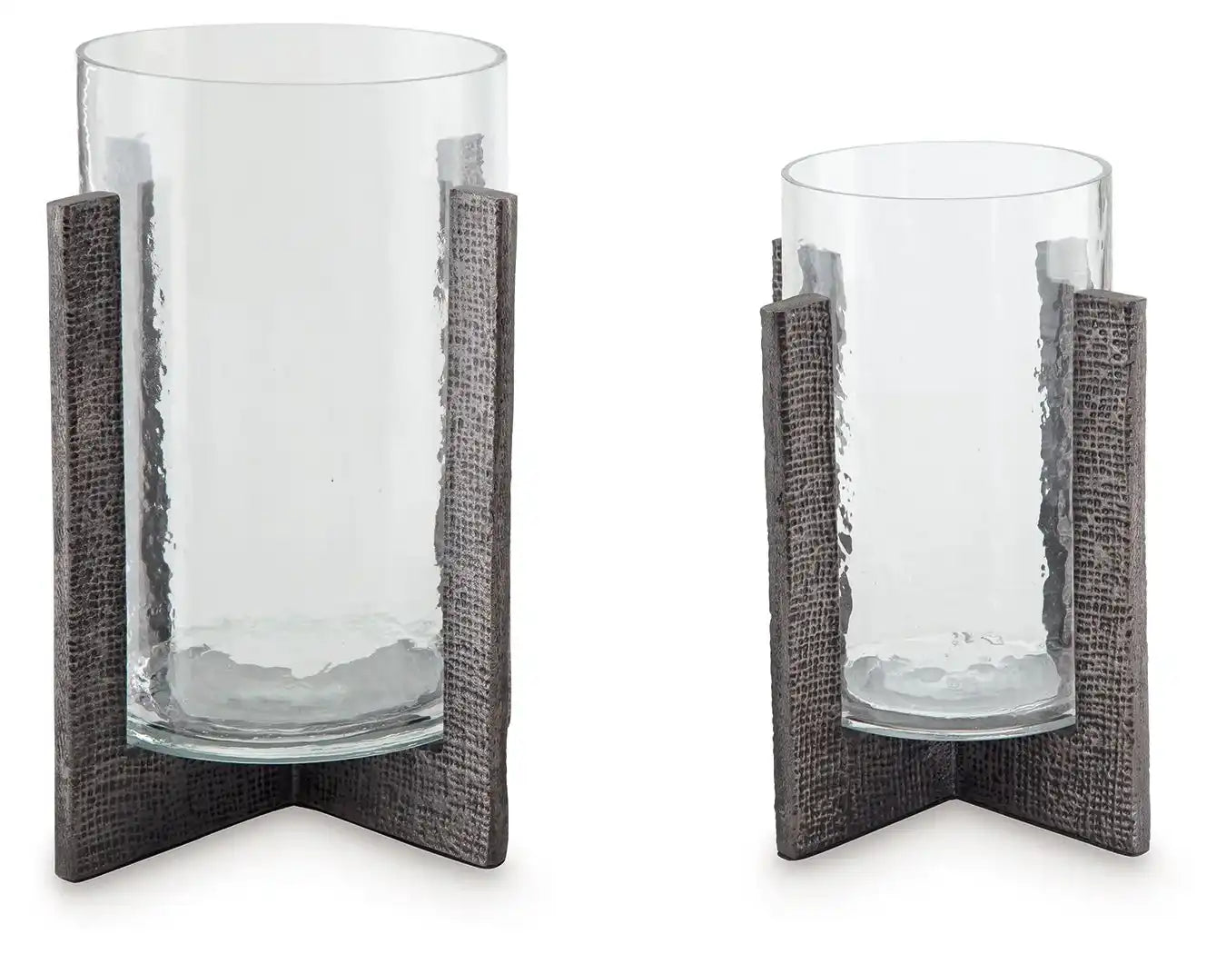 Garekton - Candle Holder Set (Set of 2) - Clear / Pewter Finish - Best Buy Furniture