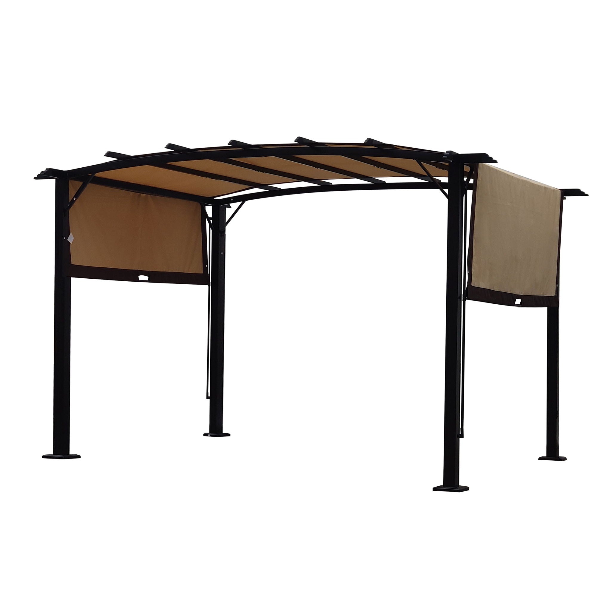 Outdoor Patio Pergola Gazebo - Steel Frame Sun Shelter With Retractable Canopy - Best Buy Furniture
