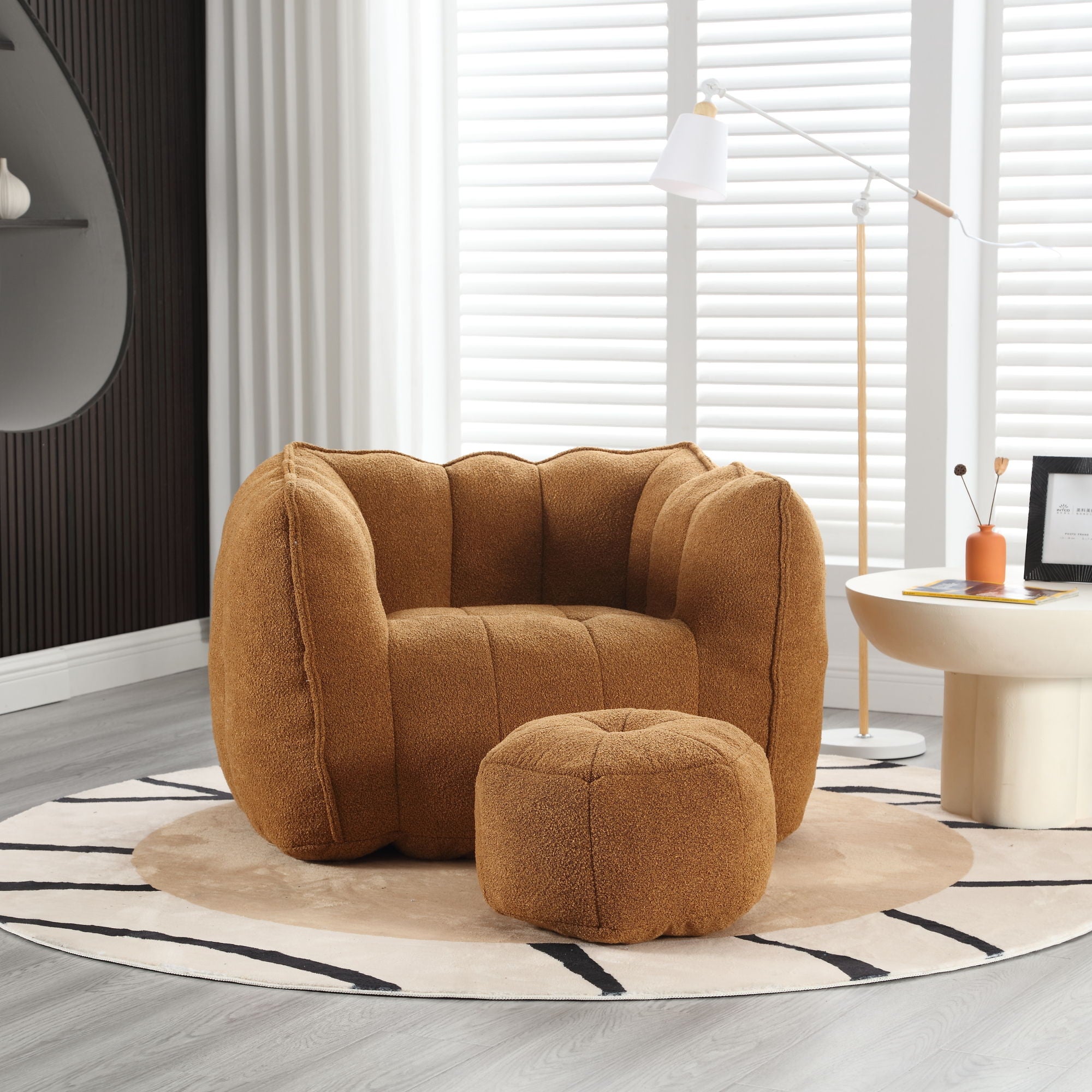 Soft Chenille Bean Bag Chair With High Resilient Foam