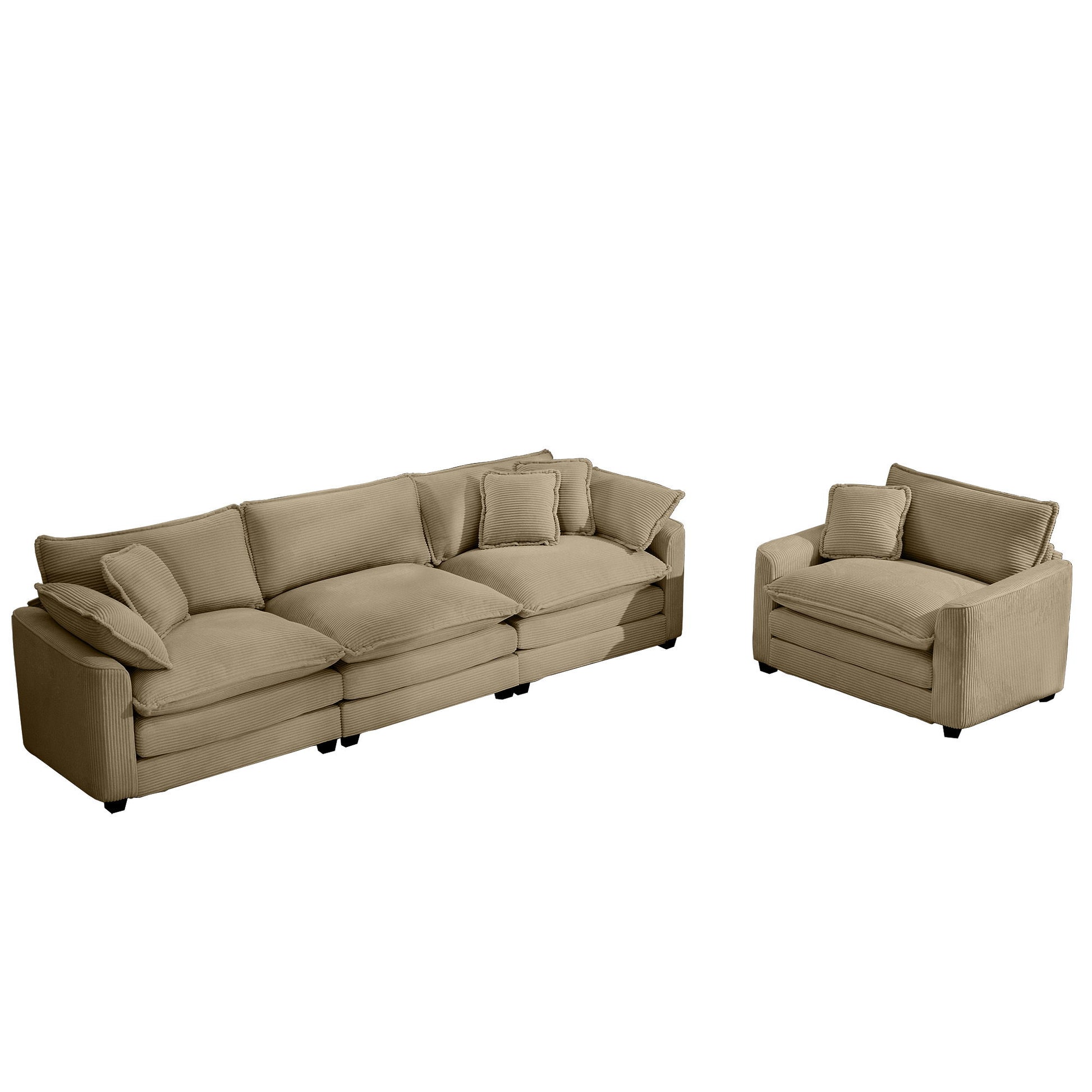 Elegant Corduroy Oversized Sectional Sofa Set With Deep Seats And Flexible Layout - Best Buy Furniture
