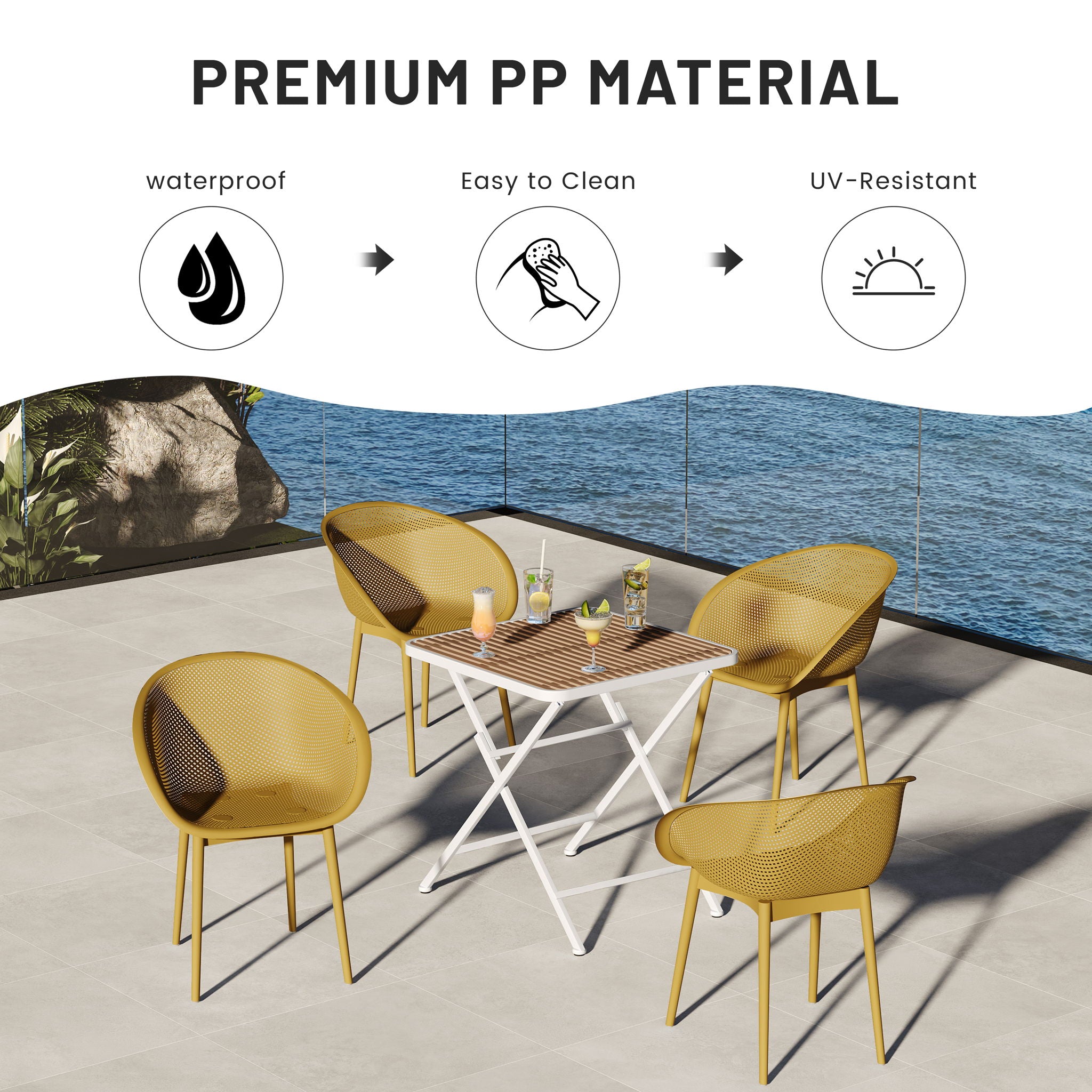 2 Pack Lounge Chair Set & Folding Square Table