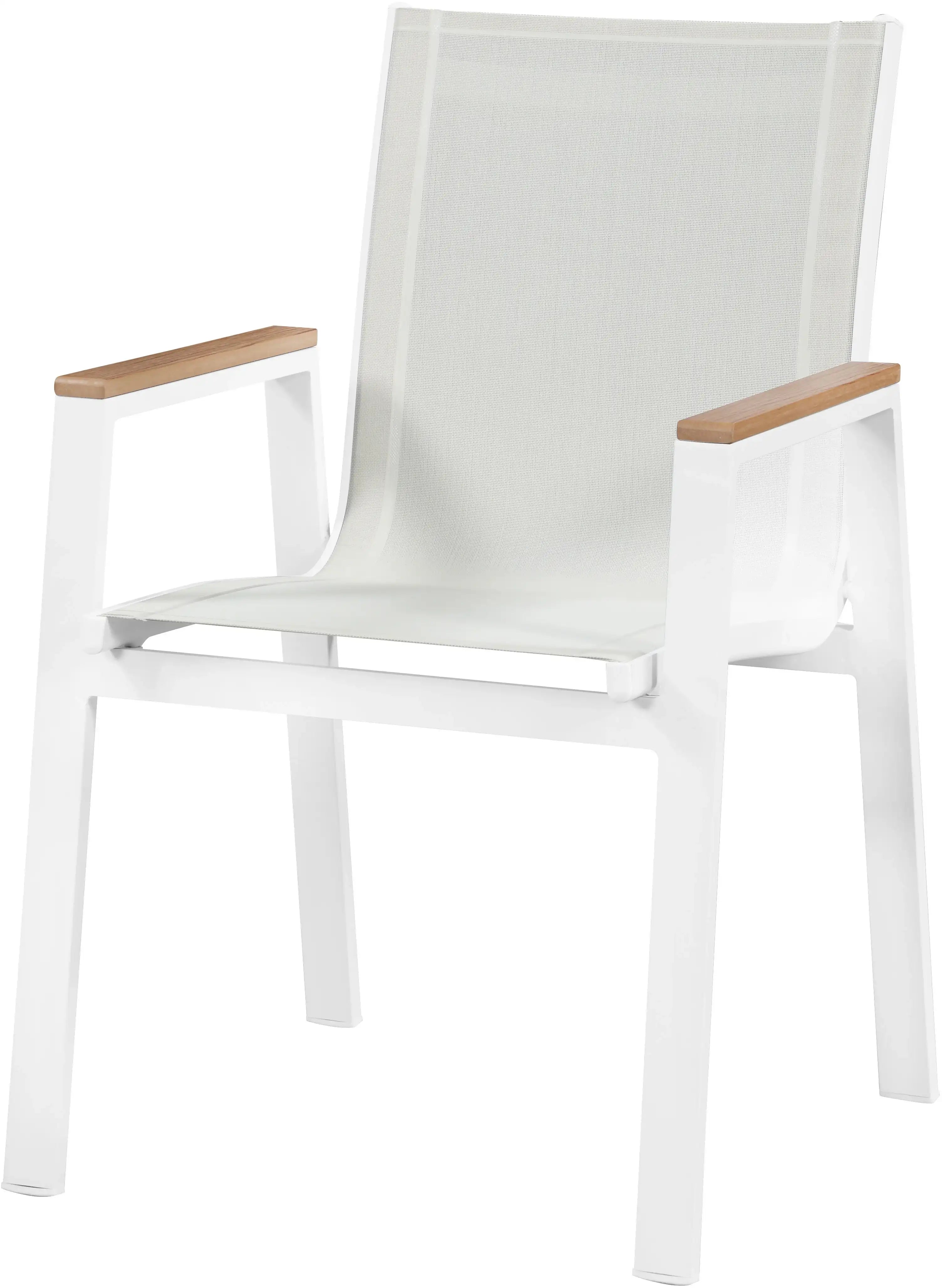 Nizuc - Outdoor Patio Dining Arm Chair With White Frame And Natural Arms (Set of 2) - Best Buy Furniture