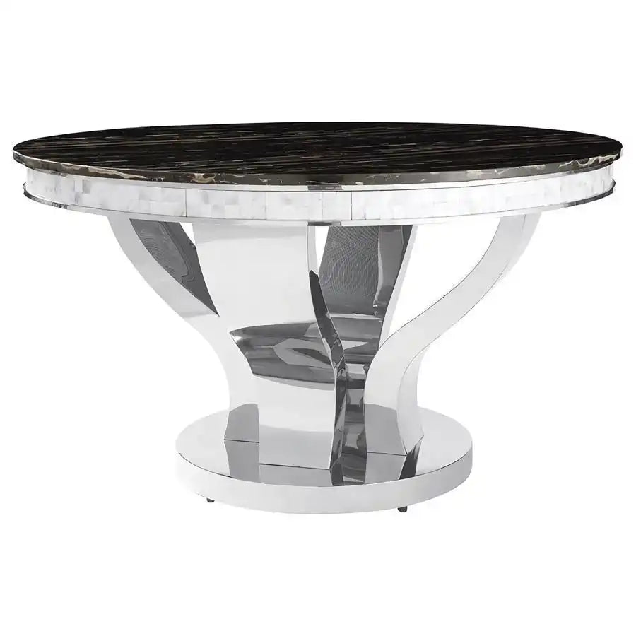 Anchorage - Round Glass Top Dining Table - Chrome - Best Buy Furniture