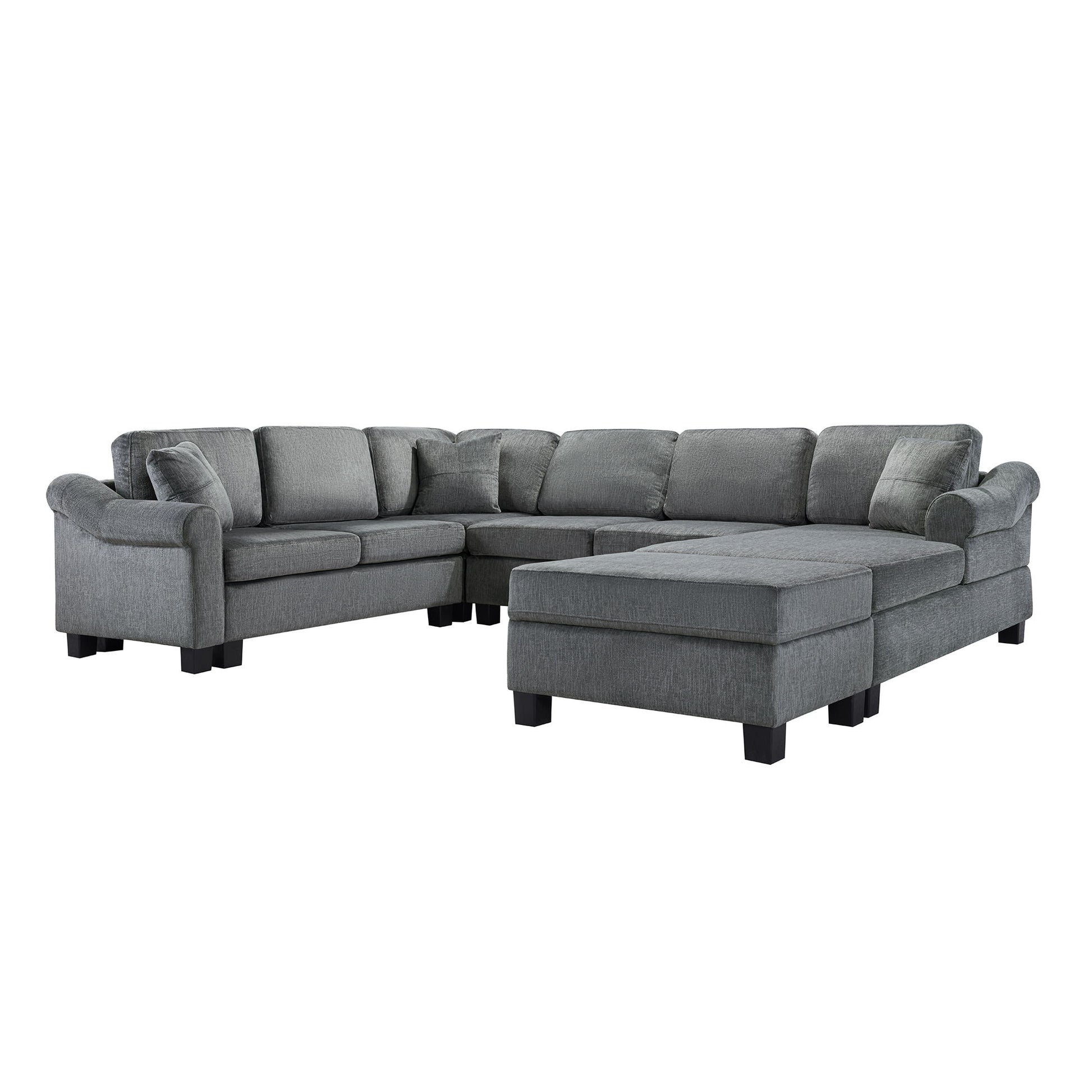 Contemporary U - Shaped Sectional Sofa With Movable Storage Ottoman - Best Buy Furniture