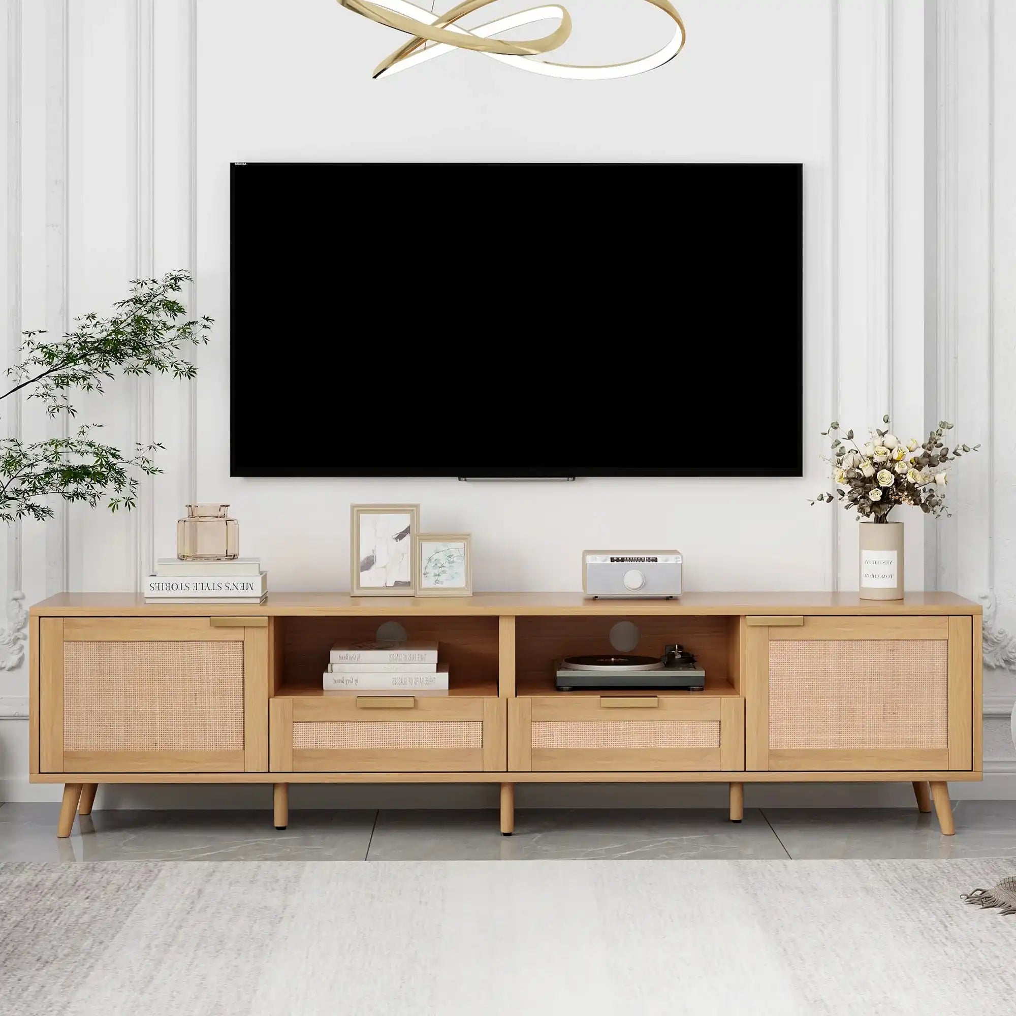 Tova Light Oak Rattan TV Stand - Best Buy Furniture