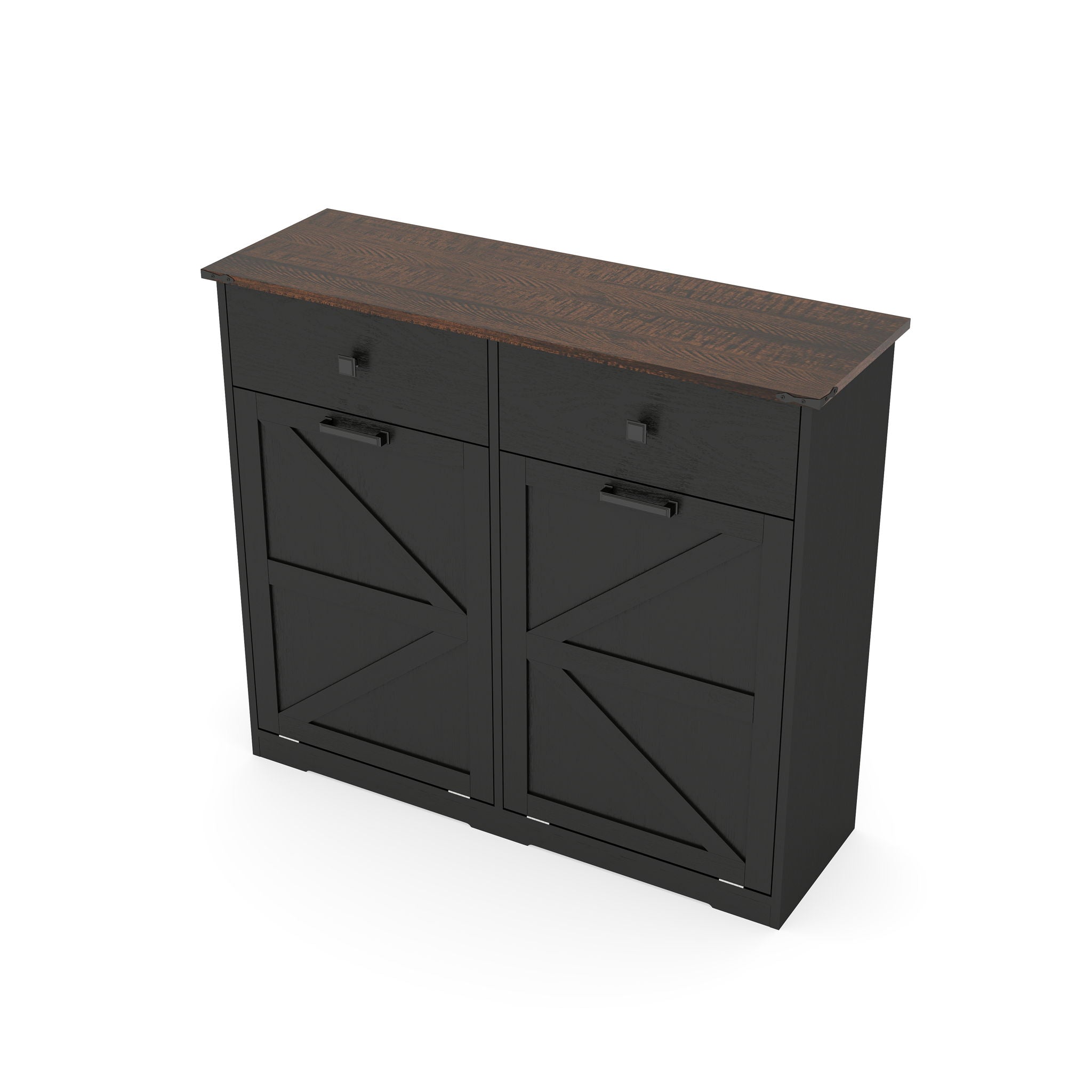 Double Tilt Out Trash Cabinet With Hideaway Drawer And Barn Door Style - Best Buy Furniture