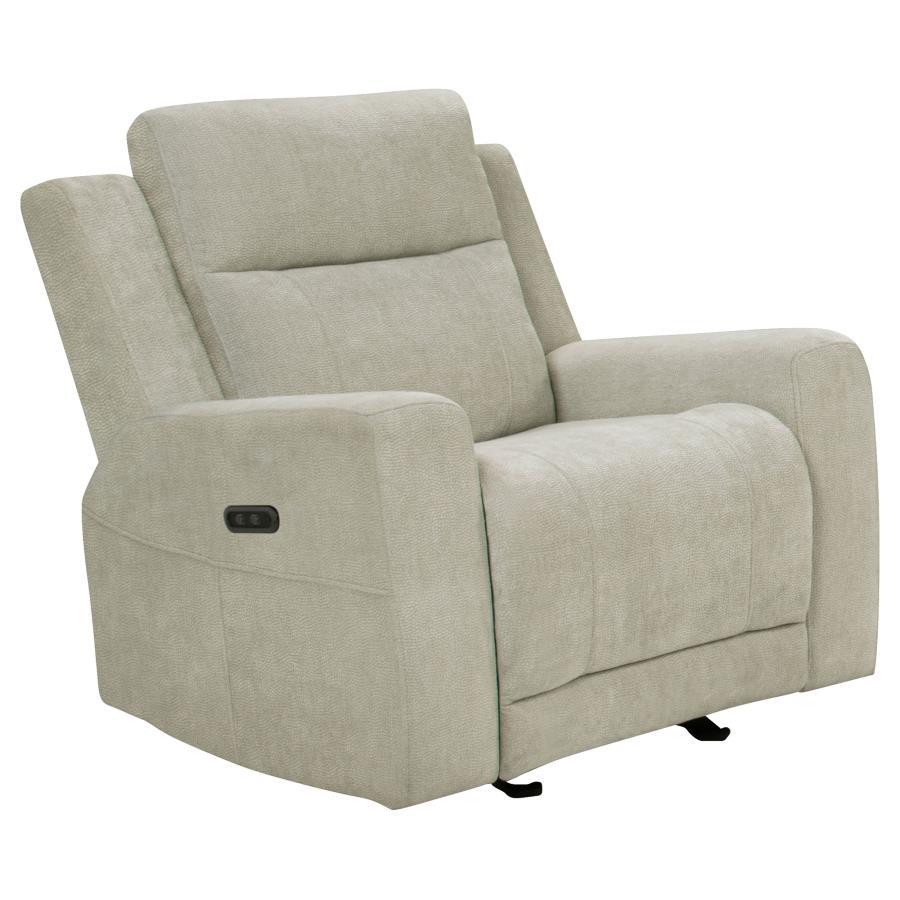 Kennett - Chenille Upholstered Power Recliner Chair - Ivory - Best Buy Furniture