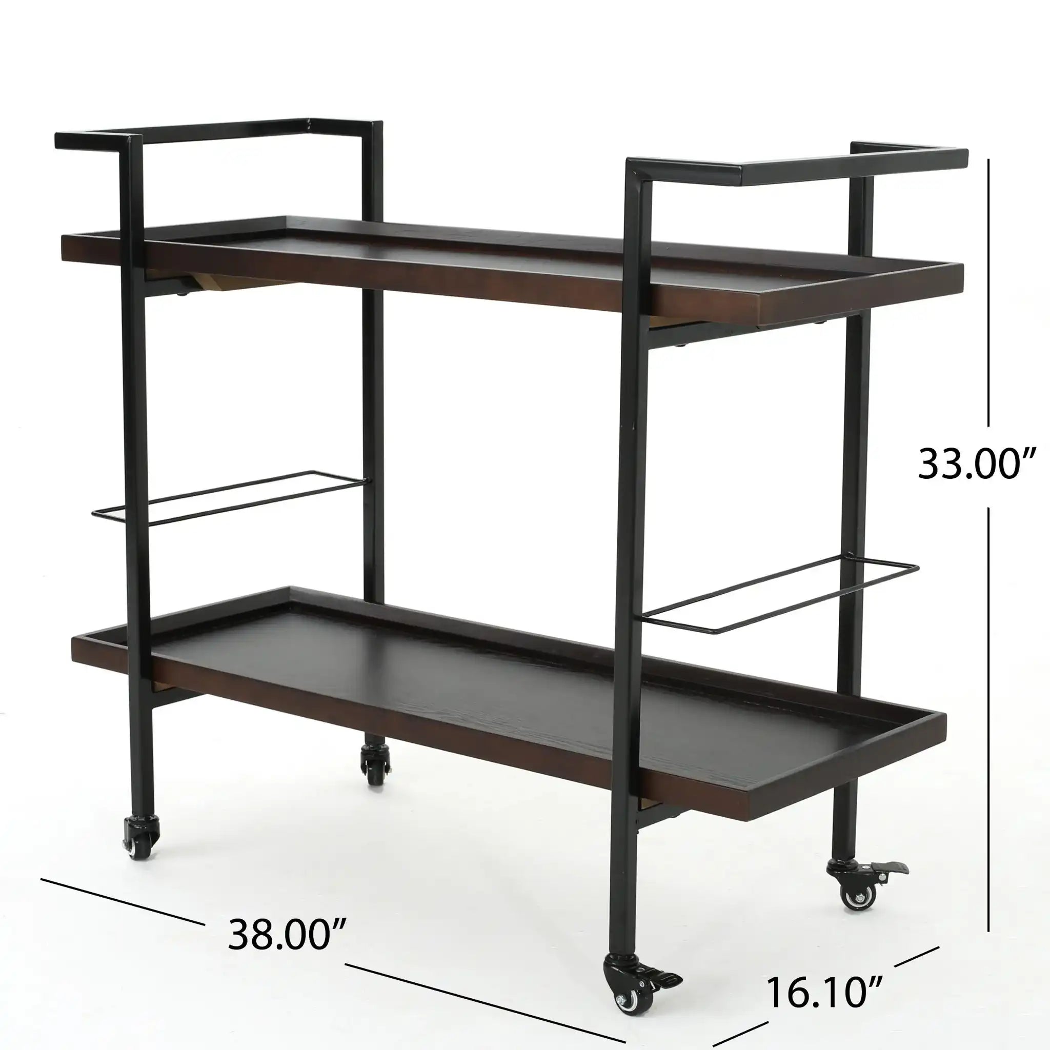 Modern Industrial Bar Cart With Shelving And Casters - Best Buy Furniture