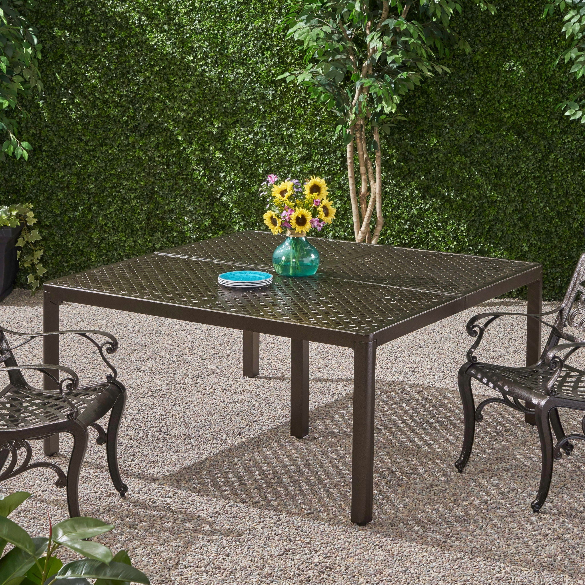 Outdoor Modern Aluminum Dining Table With Woven Accents - Best Buy Furniture