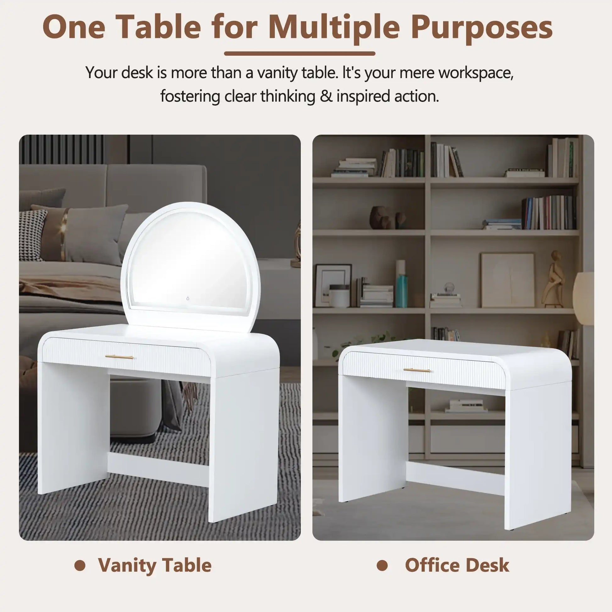 39" White Makeup Vanity Table with Touch Screen Mirror - Best Buy Furniture