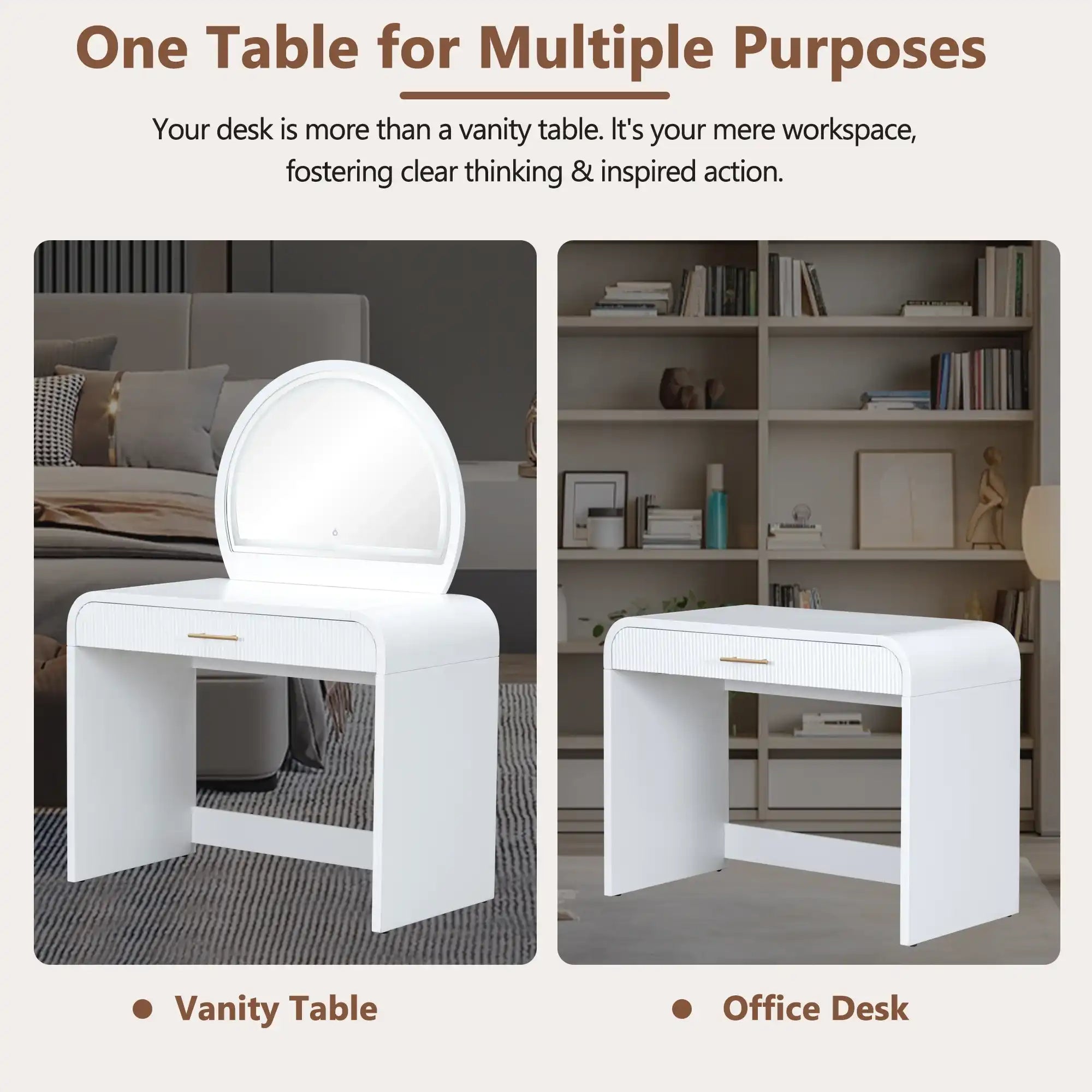 39" White Makeup Vanity Table with Touch Screen Mirror - Best Buy Furniture