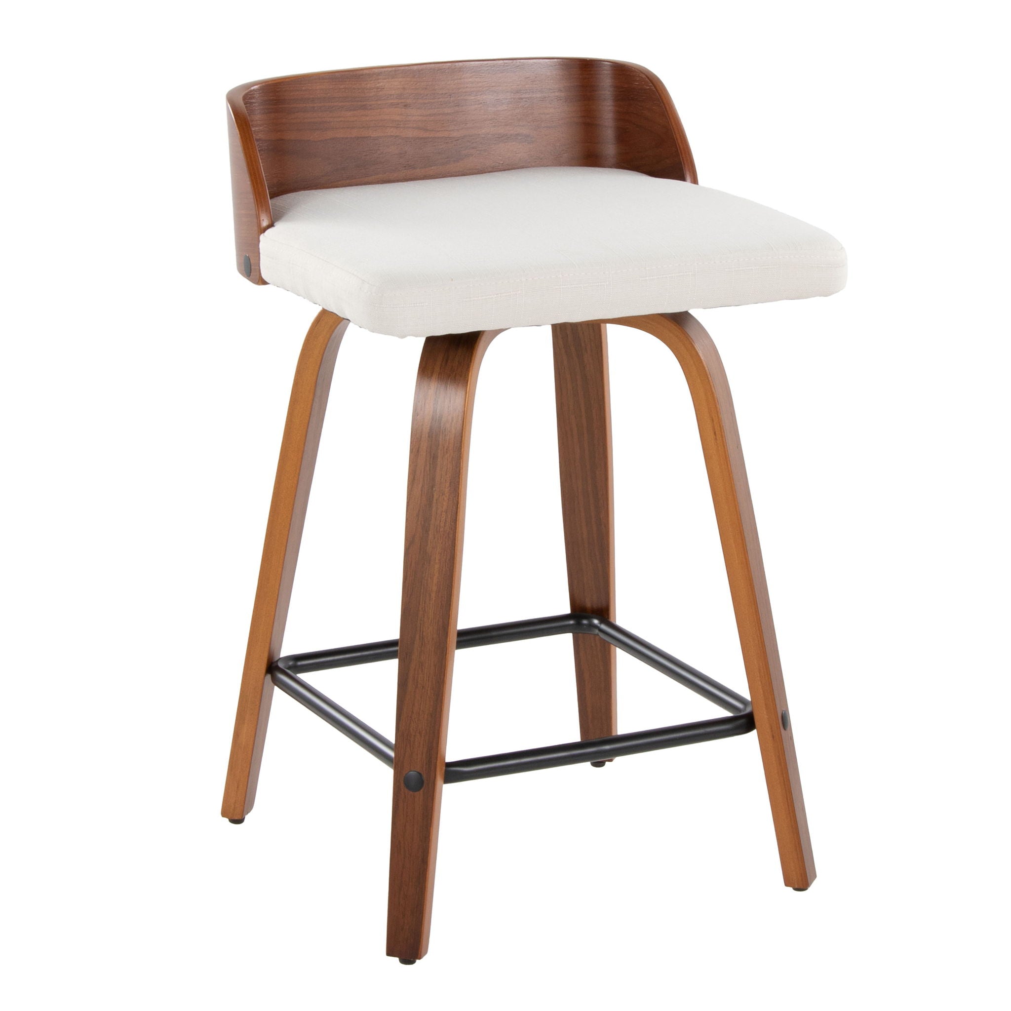 Maya - Mid Century Modern Fixed Height Counter Stool With Swivel And Square Footrest (Set of 2) - Best Buy Furniture