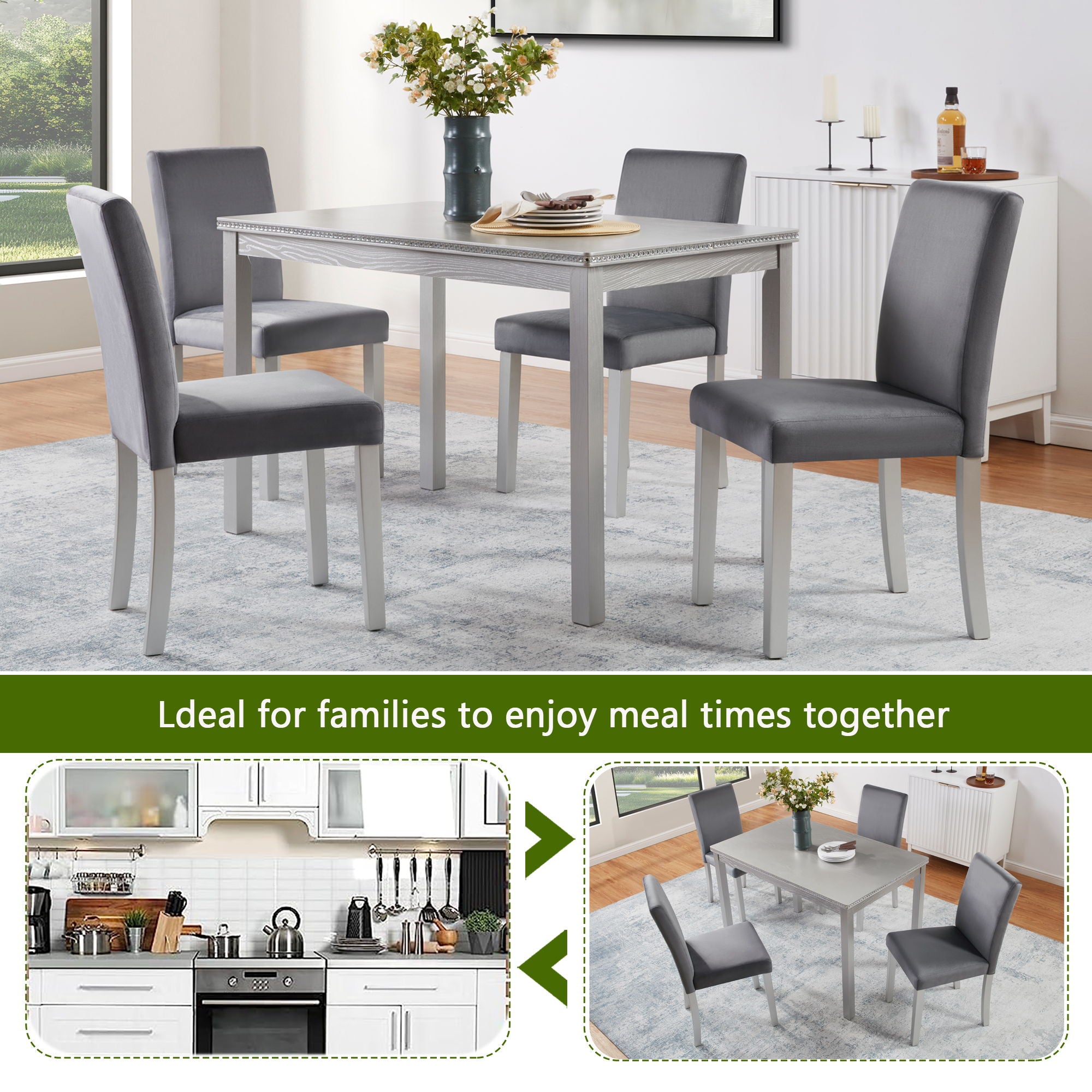 Dining Table Set, Table With A Rectangular Table And Upholstered Chairs - Best Buy Furniture