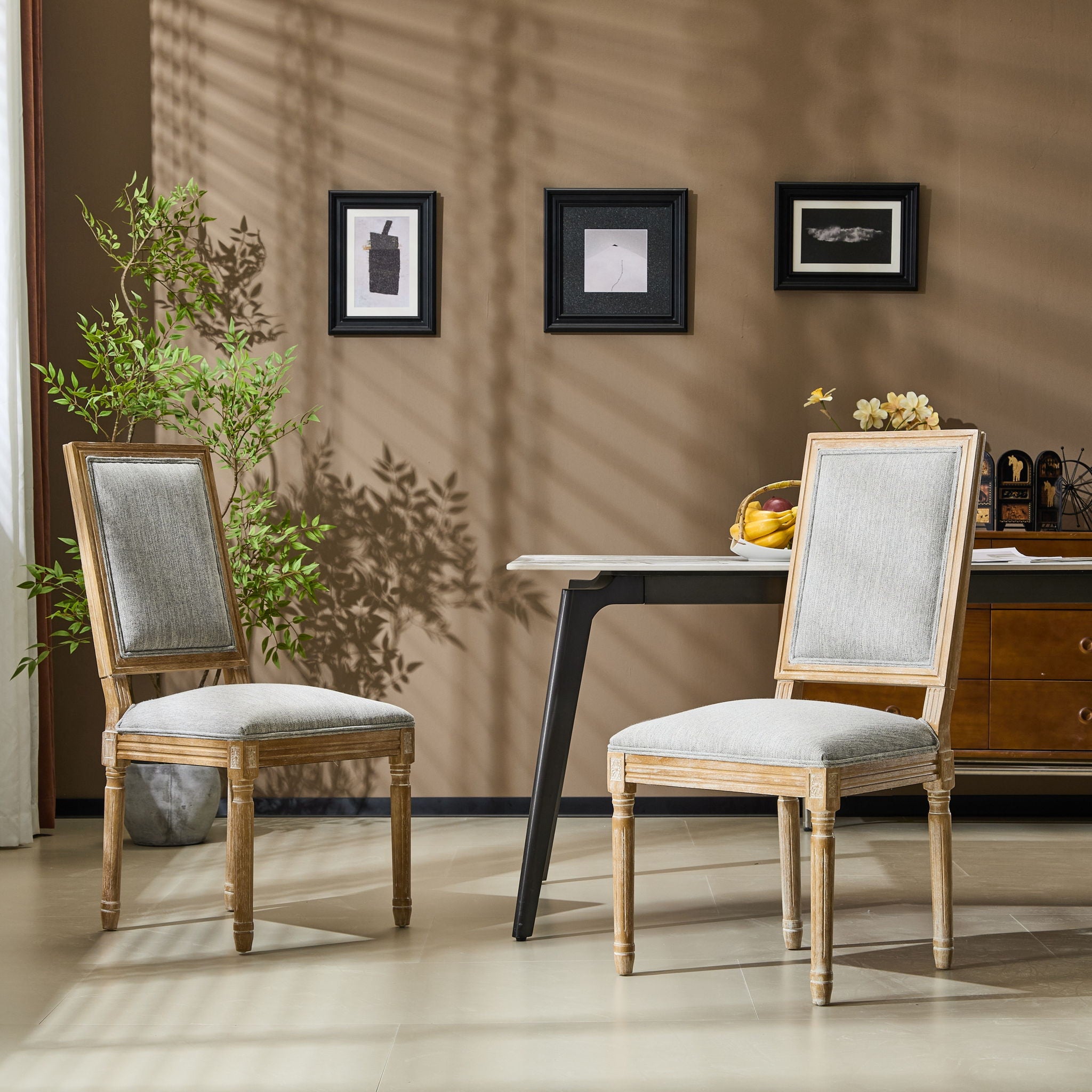 French Country Style Dining Chair With Upholstered Seating And Fluted Legs - Best Buy Furniture