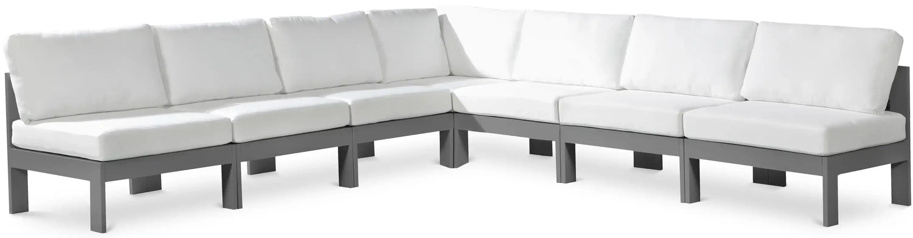 Nizuc - Outdoor Patio 7 Piece Modular Sectional With Gray Frame - Best Buy Furniture
