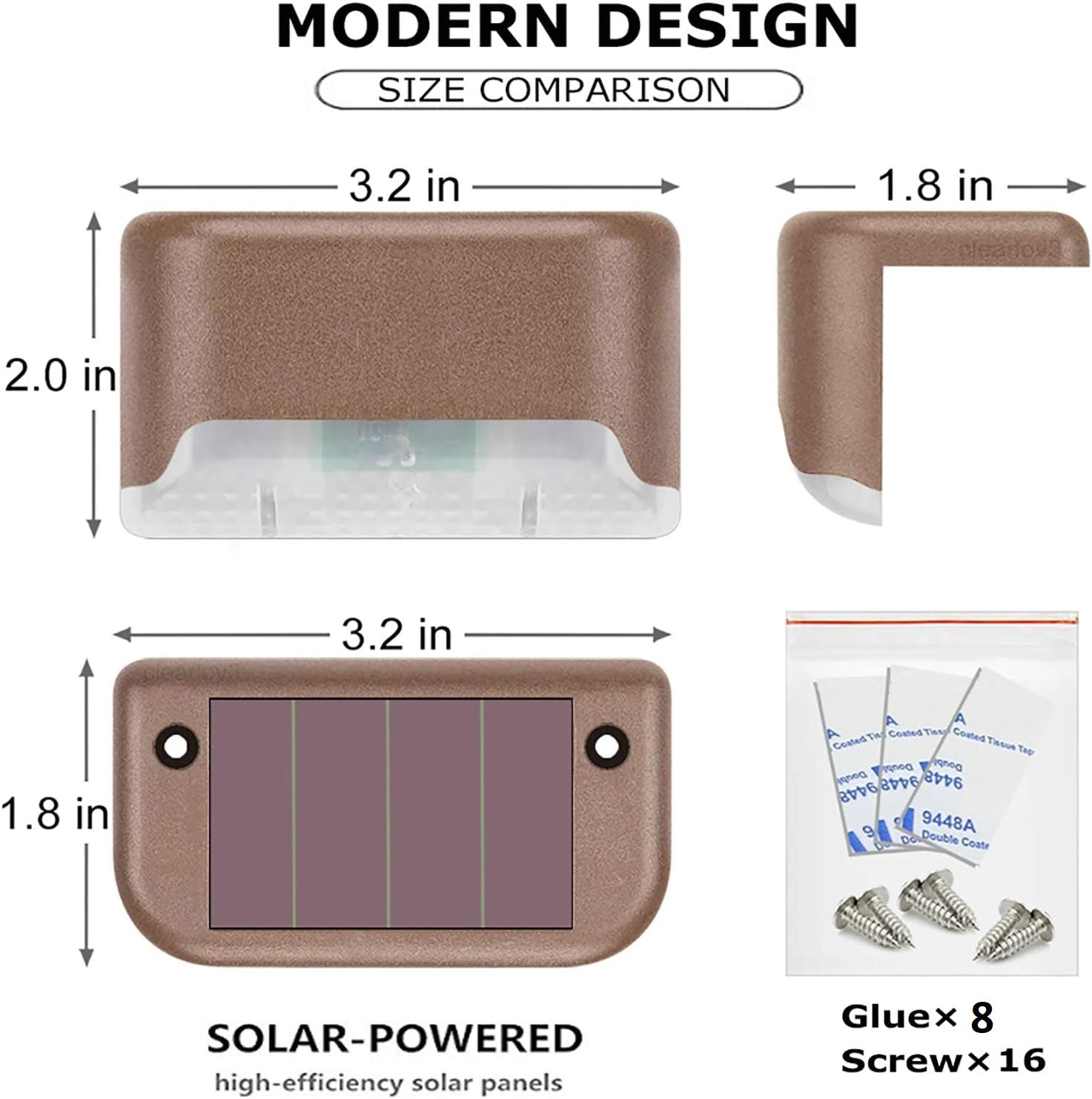 8-Pack Solar LED Deck & Step Lights