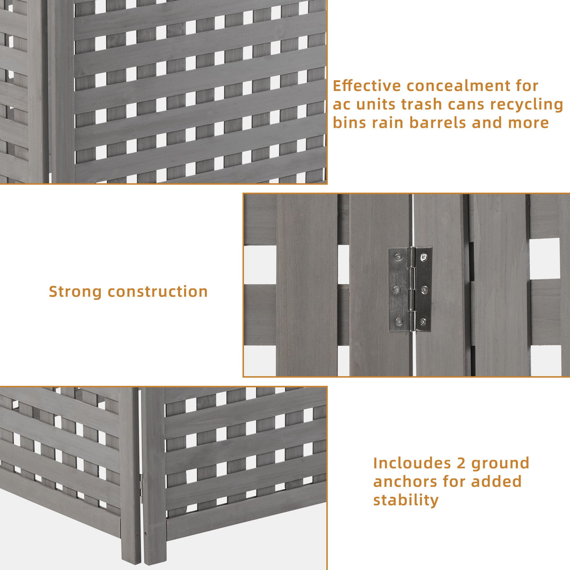 Air Conditioner Fence Screen Outside, Cedar Privacy Fence 3 Panels To Hide Ac & Trash Enclosure - Best Buy Furniture