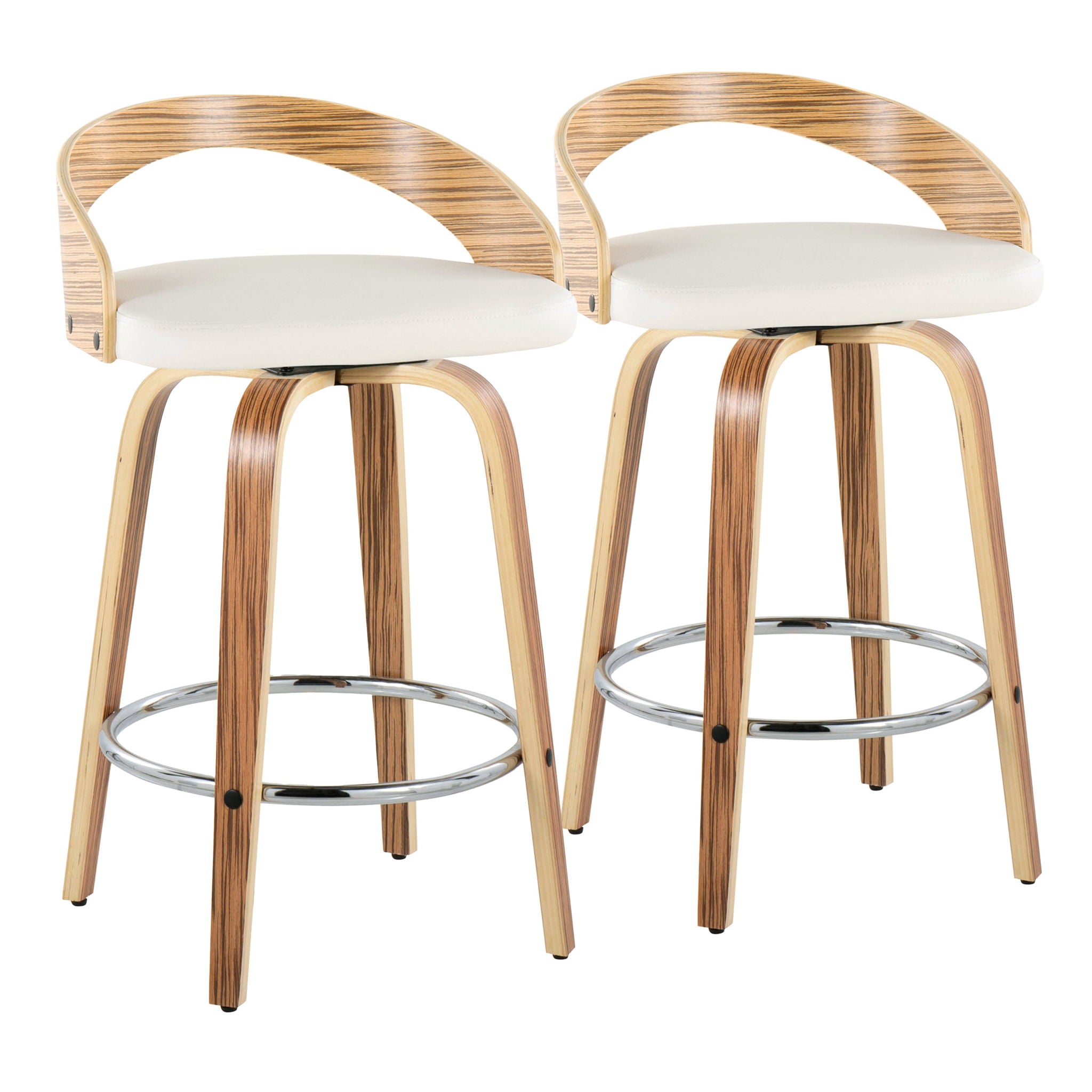 Grotto - Mid Century Modern Fixed Height Counter Stool With Swivel With Round Footrest (Set of 2) - Best Buy Furniture