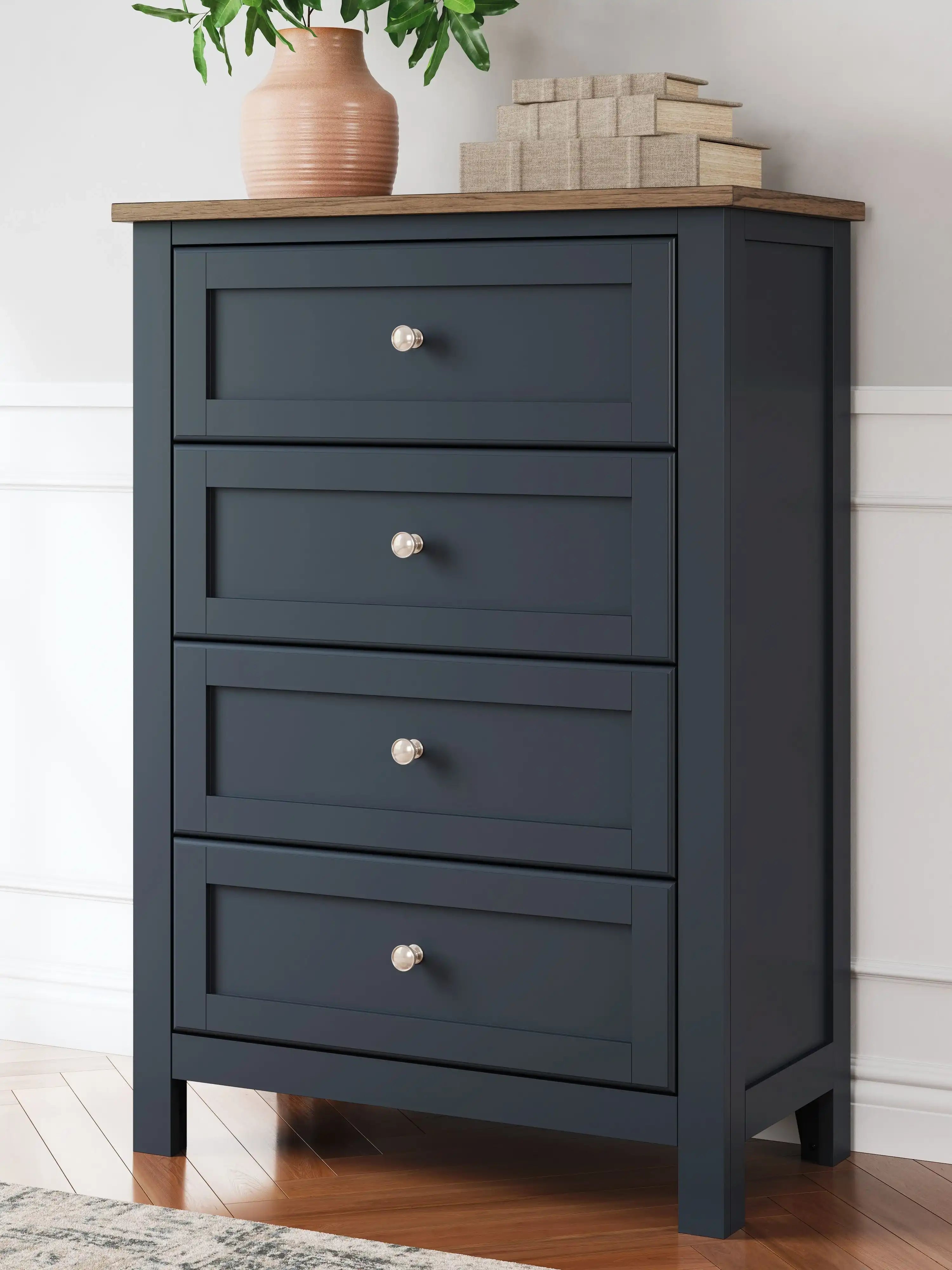 Landocken - Four Drawer Chest - Brown / Blue - Best Buy Furniture
