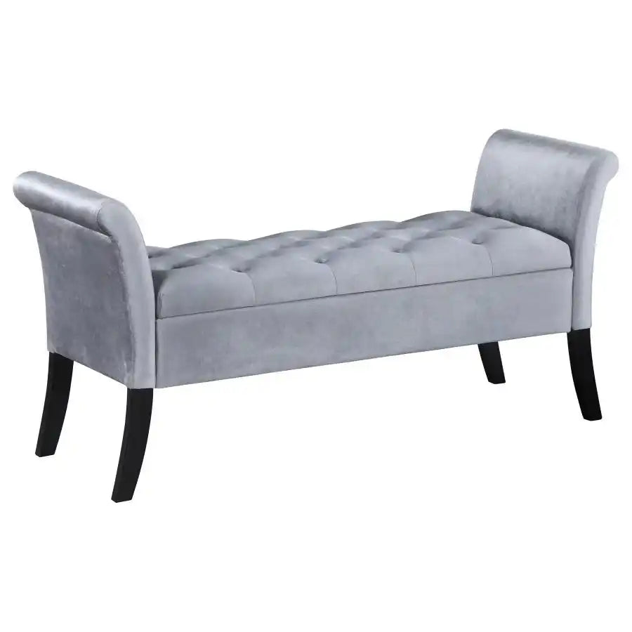 Farrah - Velvet Upholstered Rolled Arm Storage Bench - Best Buy Furniture