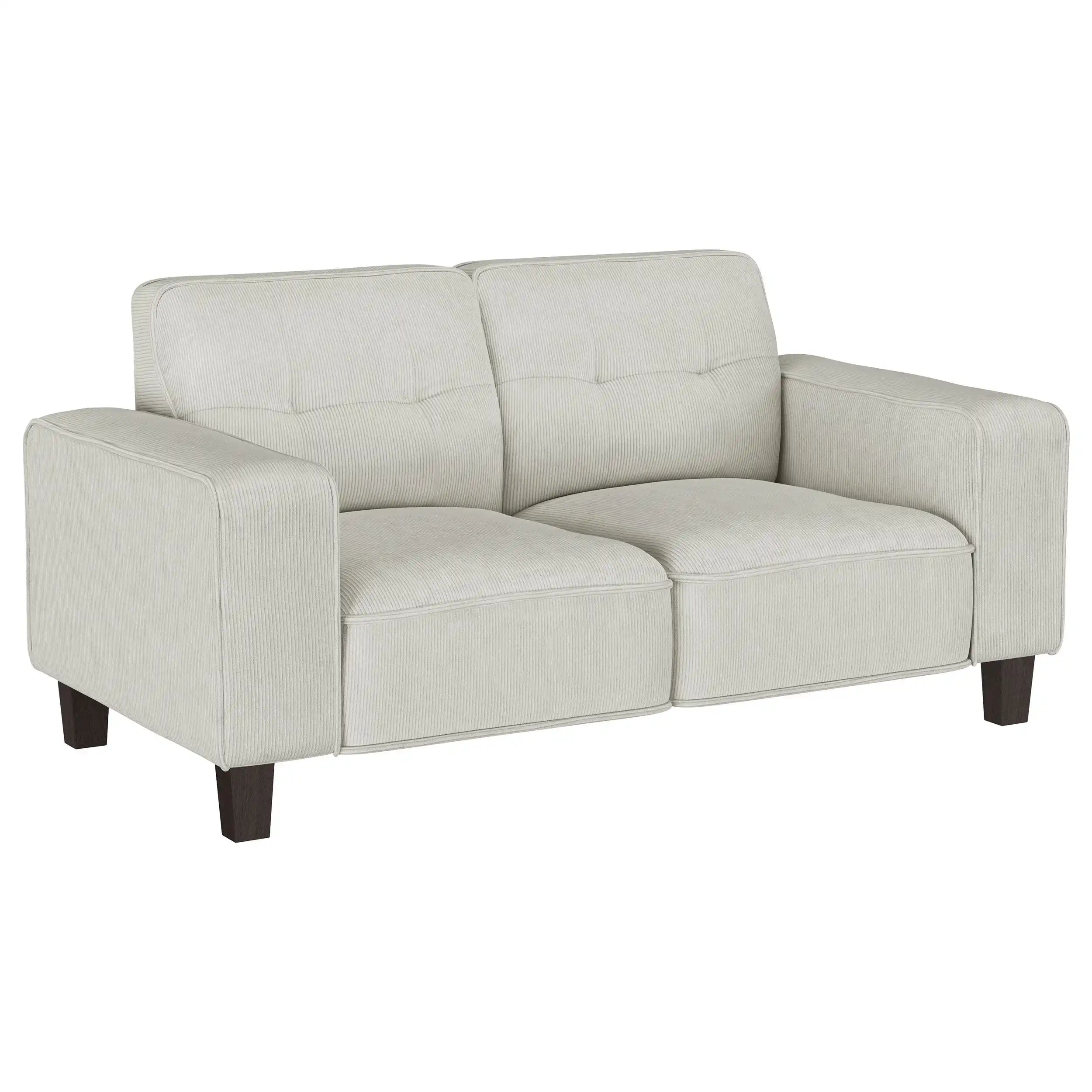 Deerhurst - Upholstered Track Arm Tufted Loveseat - Greige - Best Buy Furniture