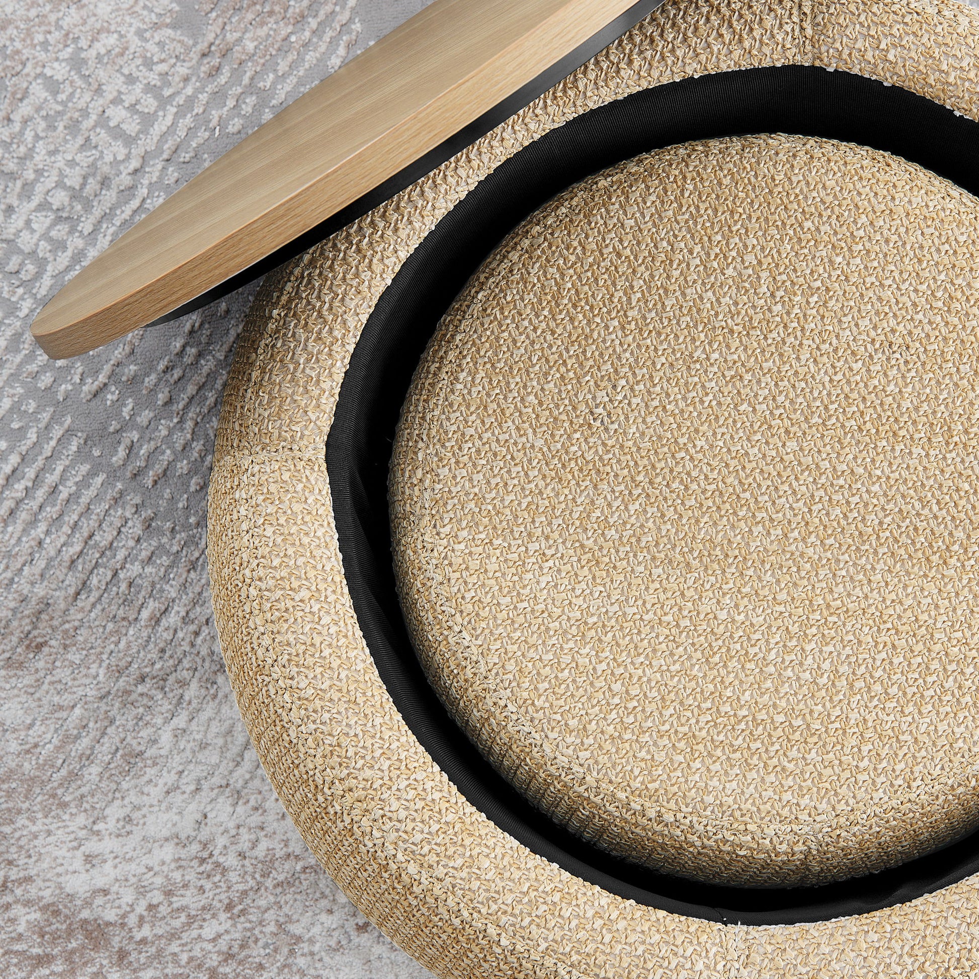 Round Storage Ottoman, 2 In 1 Function, End Table And Ottoman - Best Buy Furniture