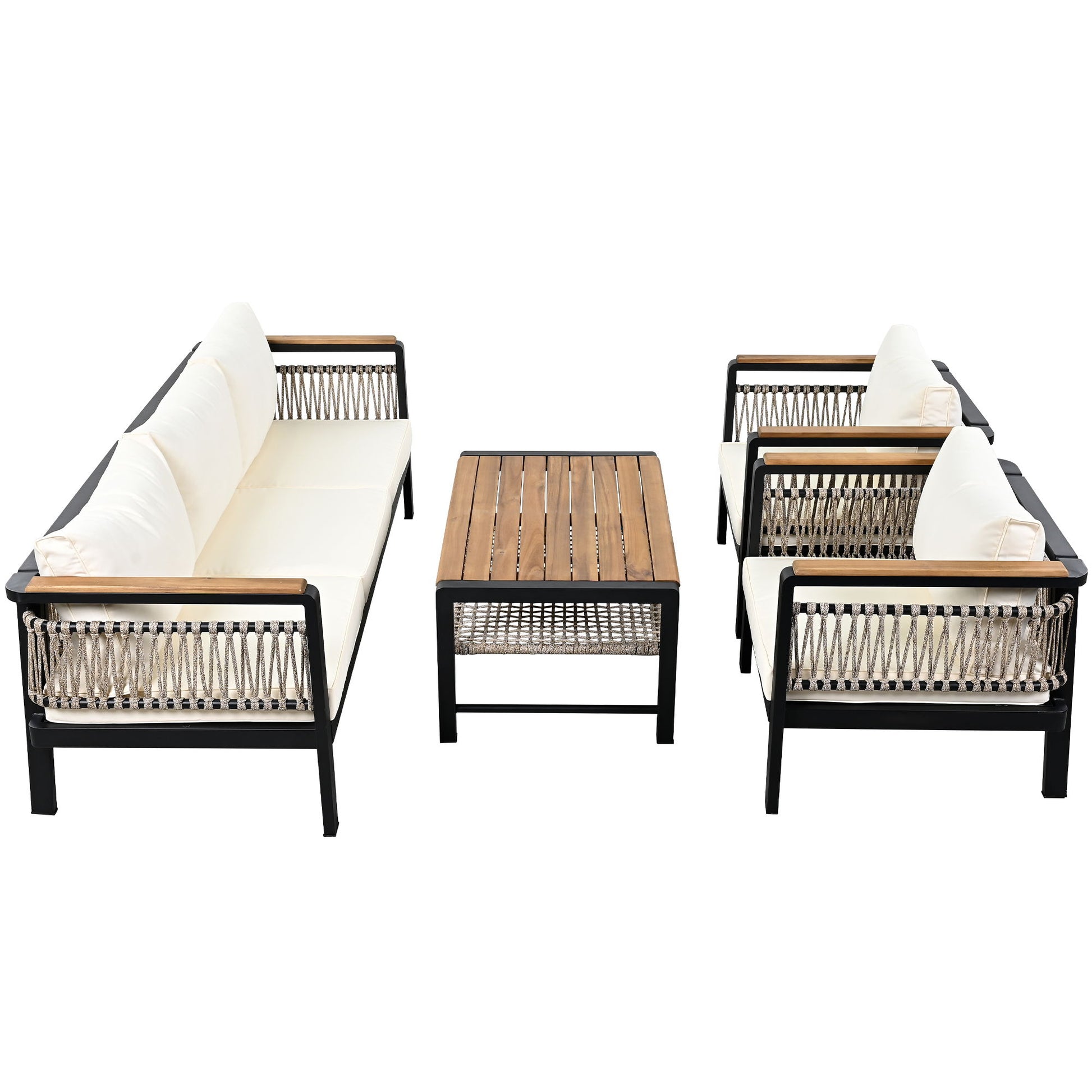 4 Pieces Outdoor Sectional Sofa Set 5 Person Patio Seating Group Outdoor Conversation Set With Cushions And A Coffee Table For Patios - Best Buy Furniture