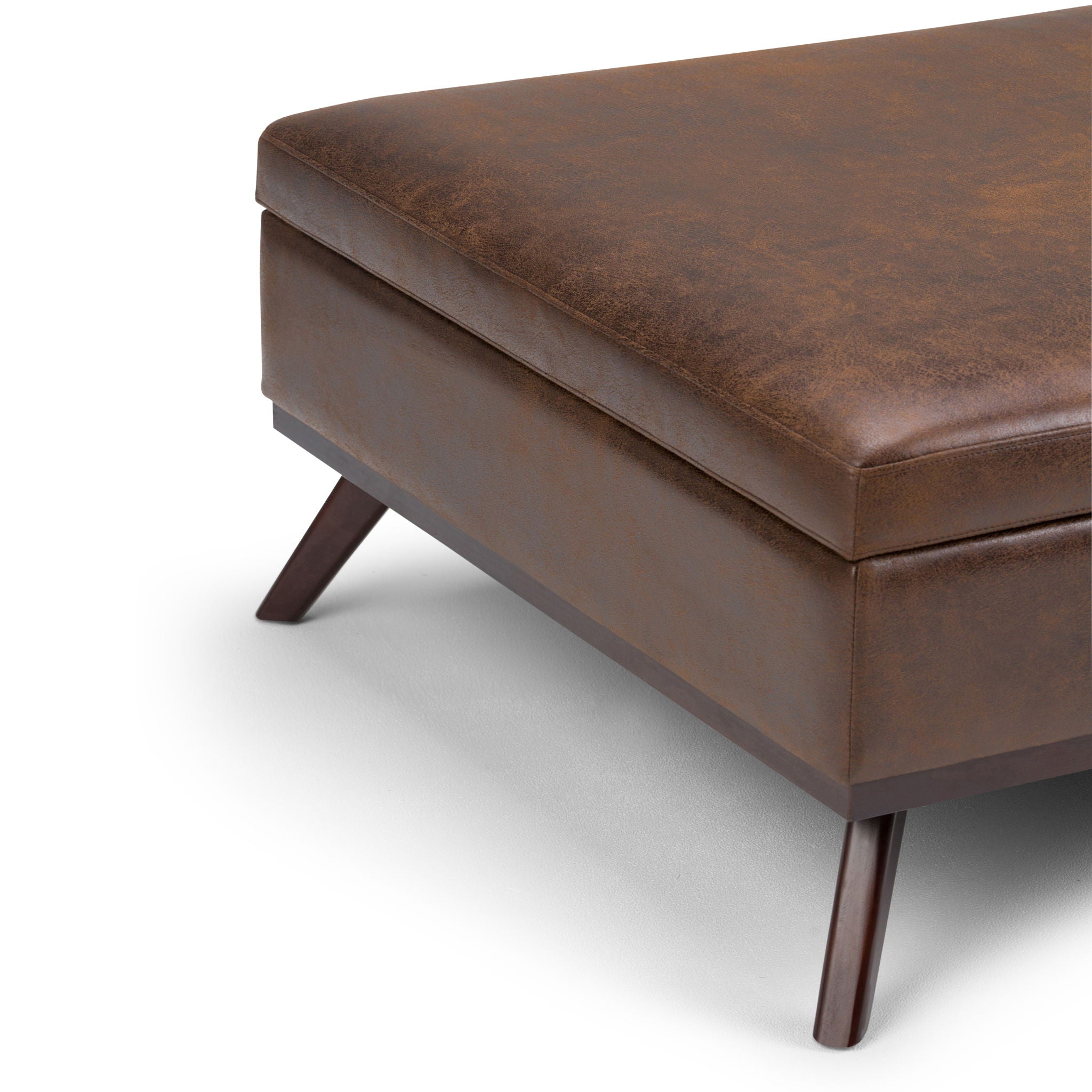 Owen - Square Coffee Table Storage Ottoman - Distressed Chestnut Brown - Best Buy Furniture