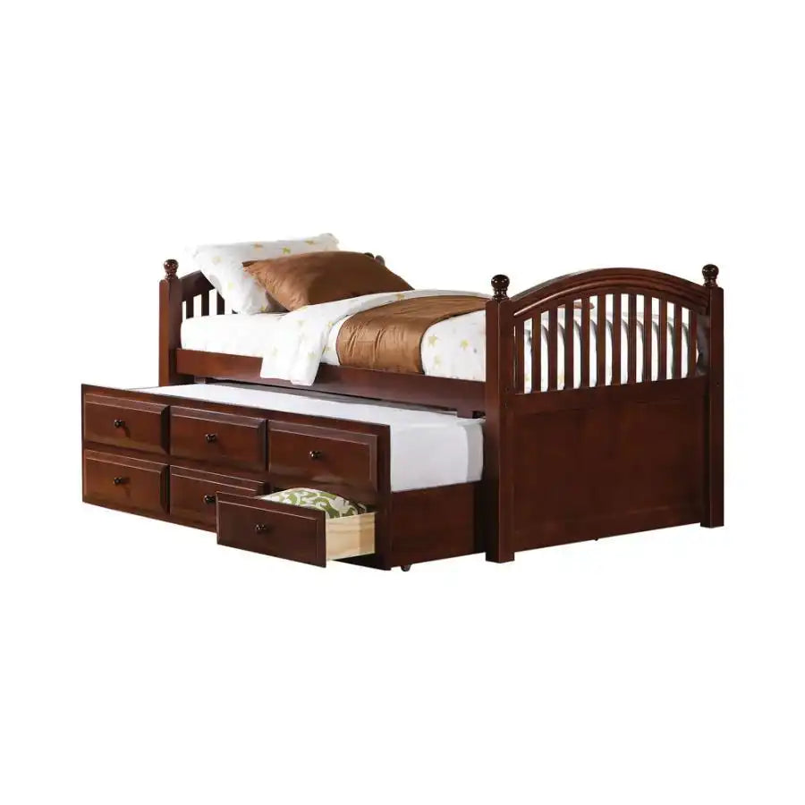 Norwood - 3-Drawer Twin Bed With Captains Trundle - Chestnut - Best Buy Furniture