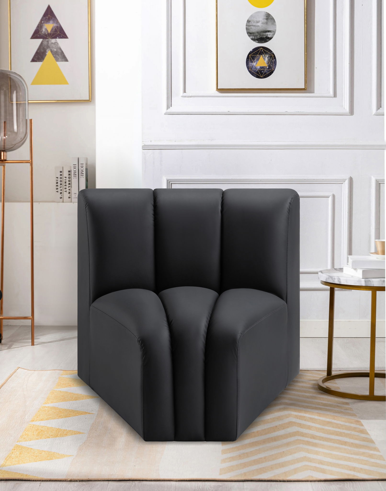 Arc - Faux Leather Curved Corner Chair - Best Buy Furniture