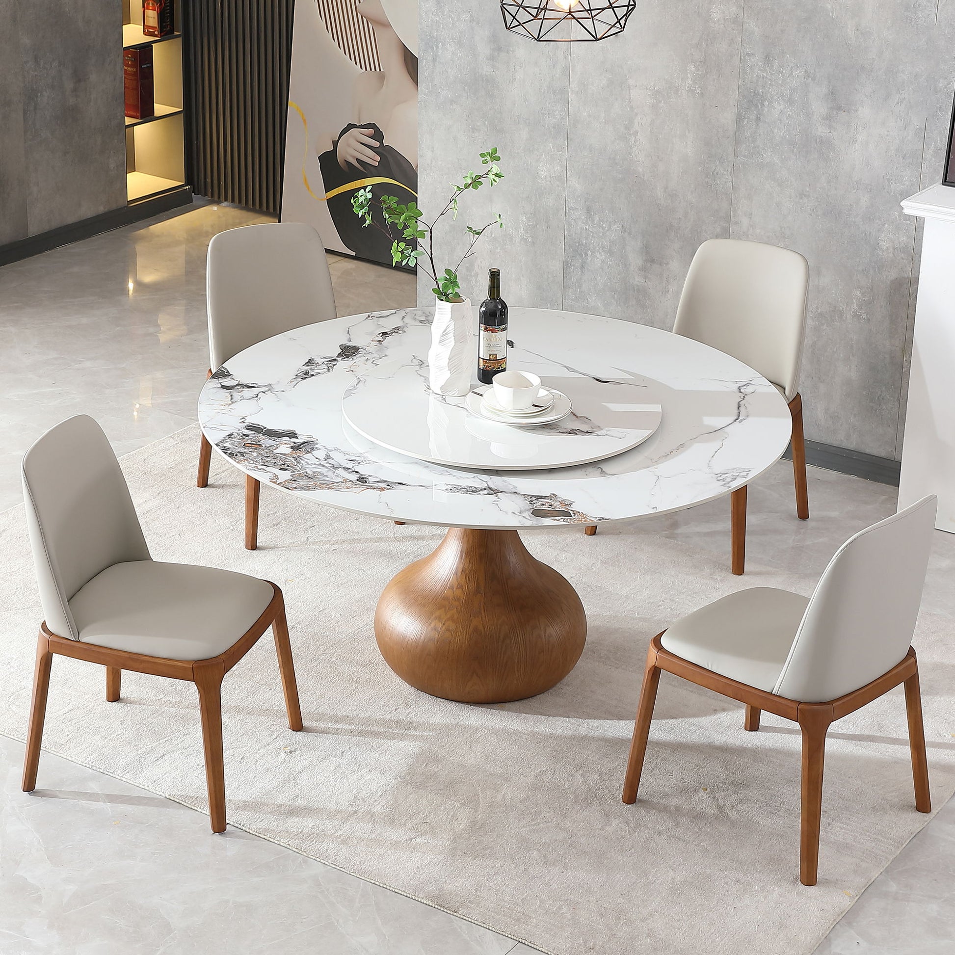 Round Modern Marble Dining Table With Chairs - Best Buy Furniture