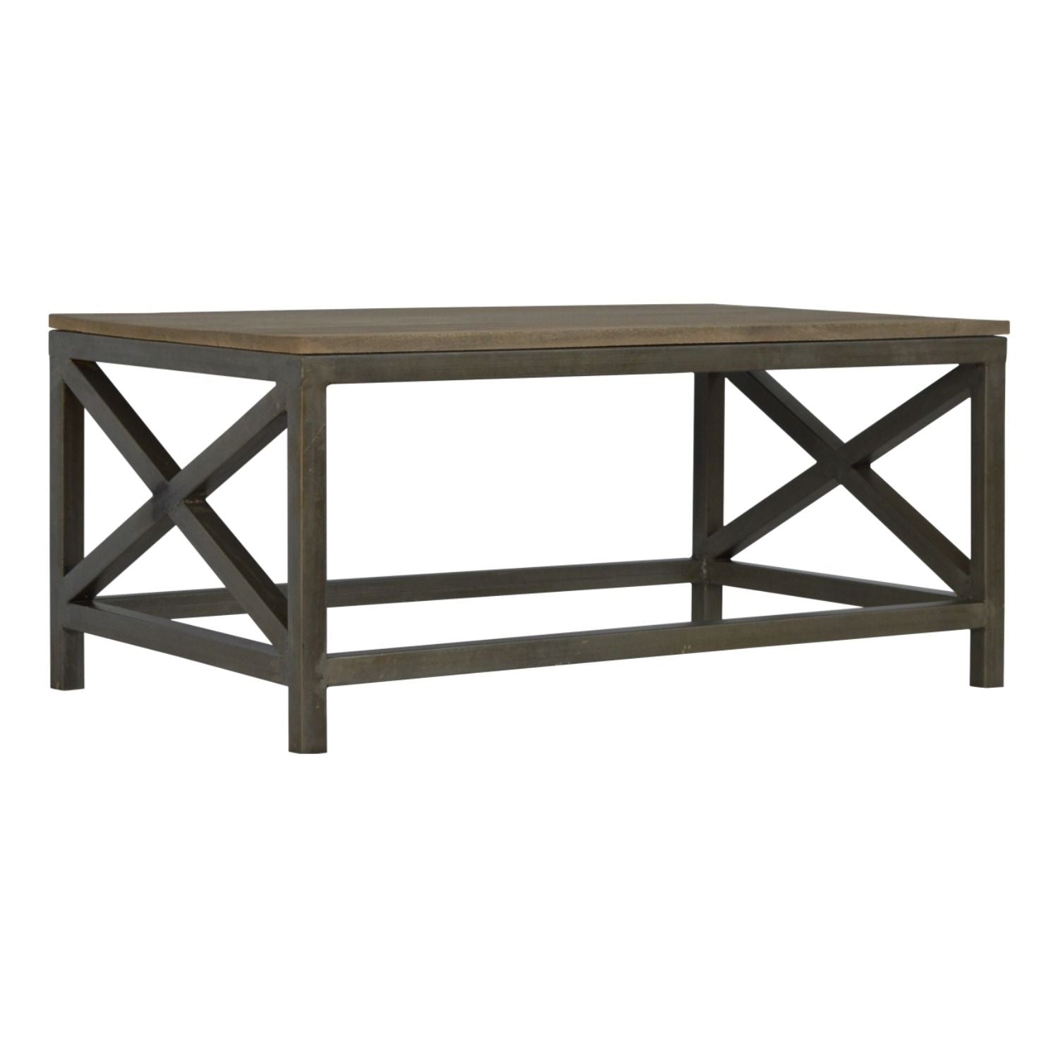 Industrial Cross Metal Coffee Table - Pewter - Best Buy Furniture