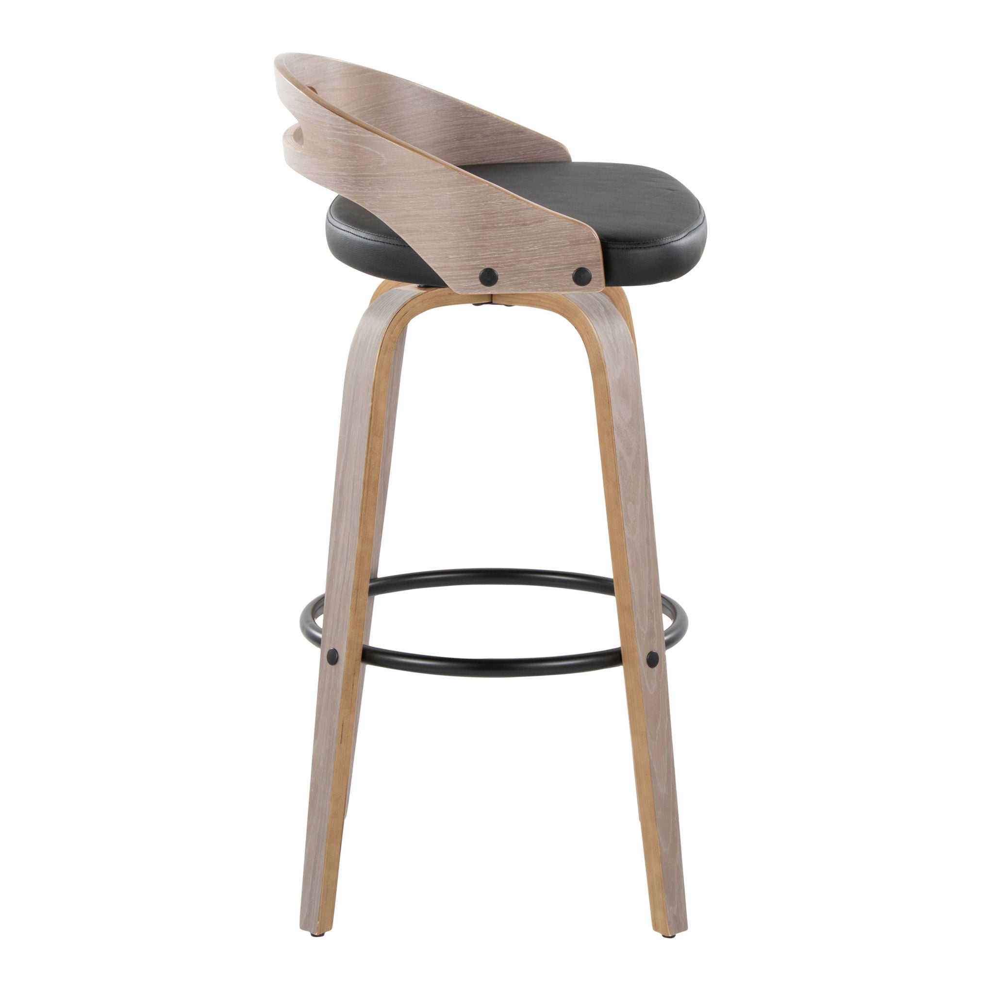 Cassis - Mid Century Modern Fixed Height Barstool With Swivel With Round Footrest (Set of 2) - Best Buy Furniture