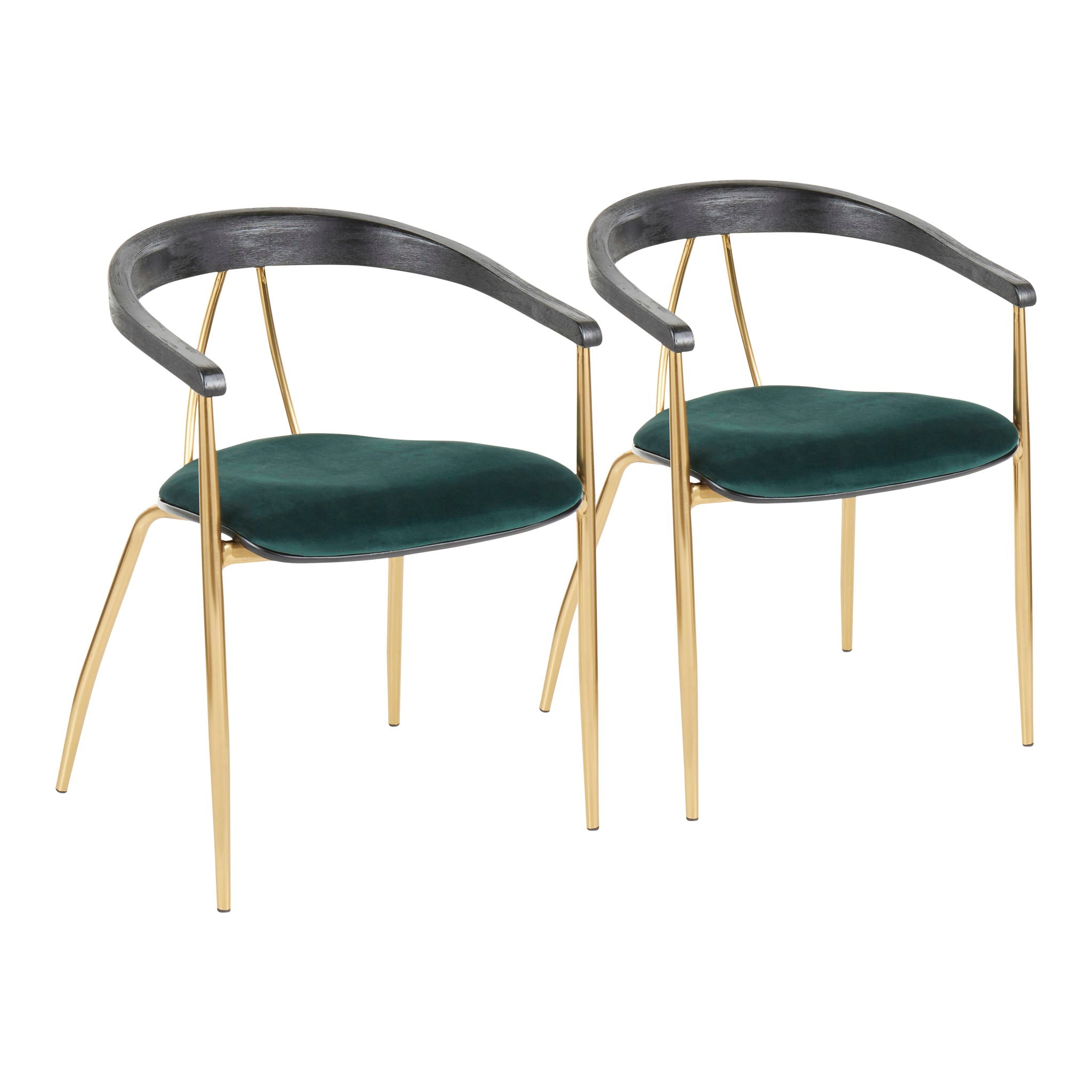 Vanessa - Contemporary Chair (Set of 2) - Gold / Green - Black - Best Buy Furniture